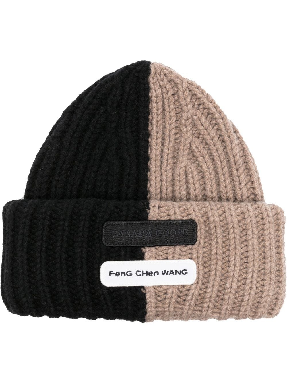 logo-patch ribbed beanie - 1