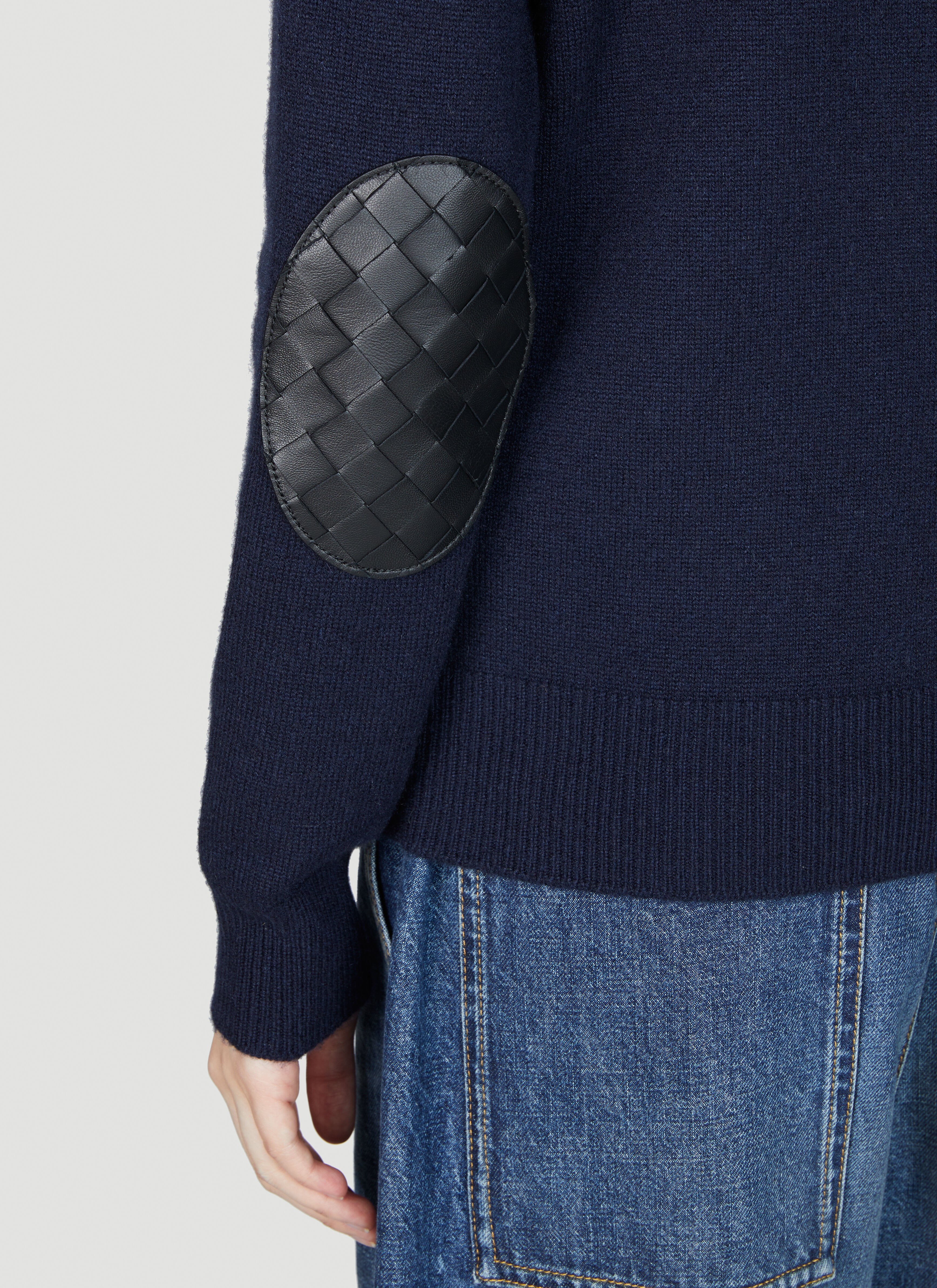Leather Elbows Cashmere Sweater - 5