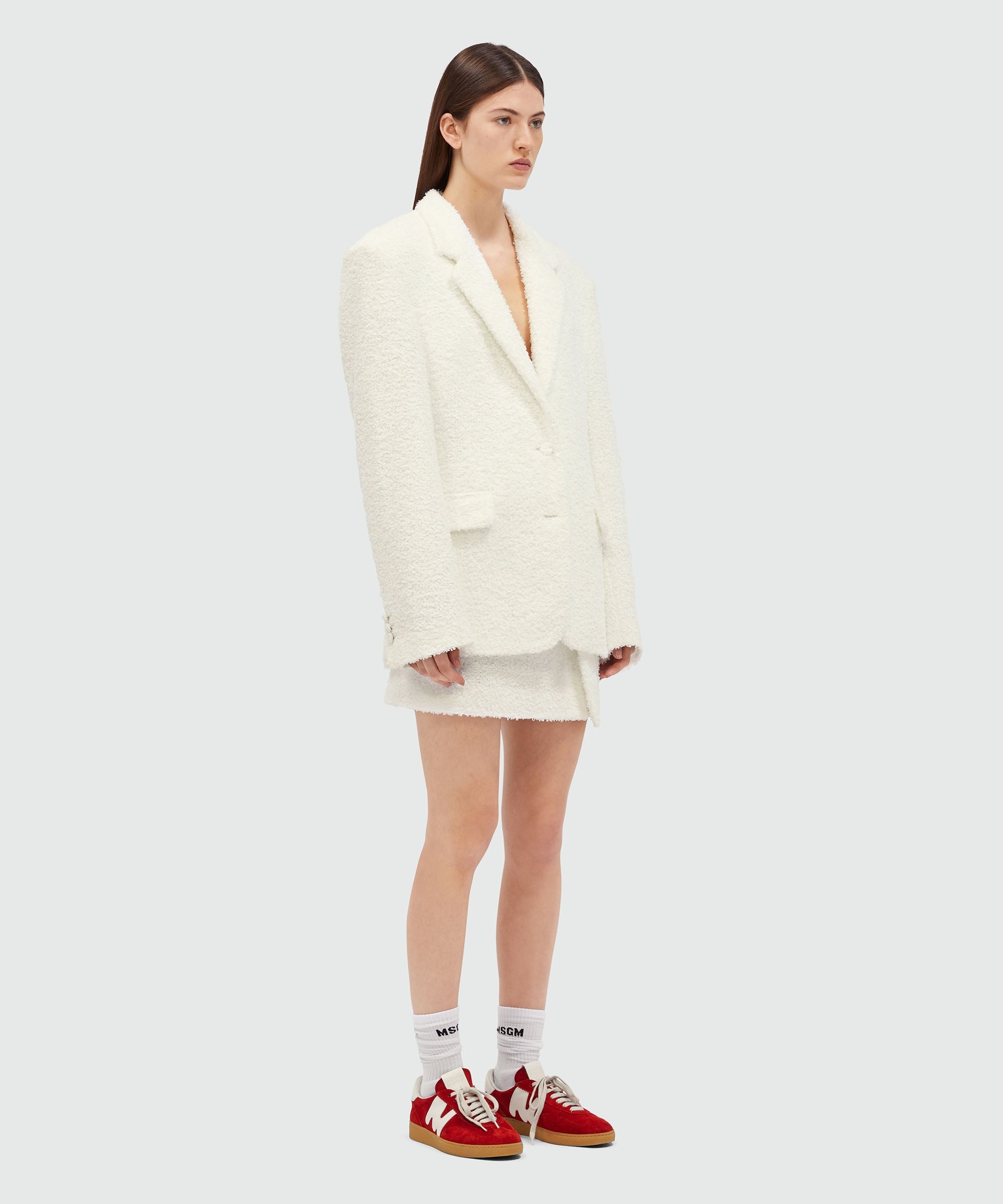 Short skirt in white sponge-effect tweed - 4