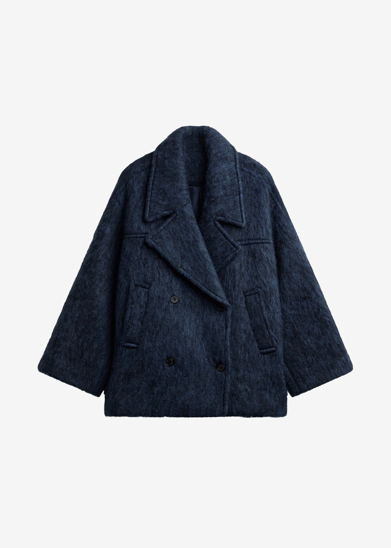 Odeone Brushed Wool Peacoat - Navy Melange 1