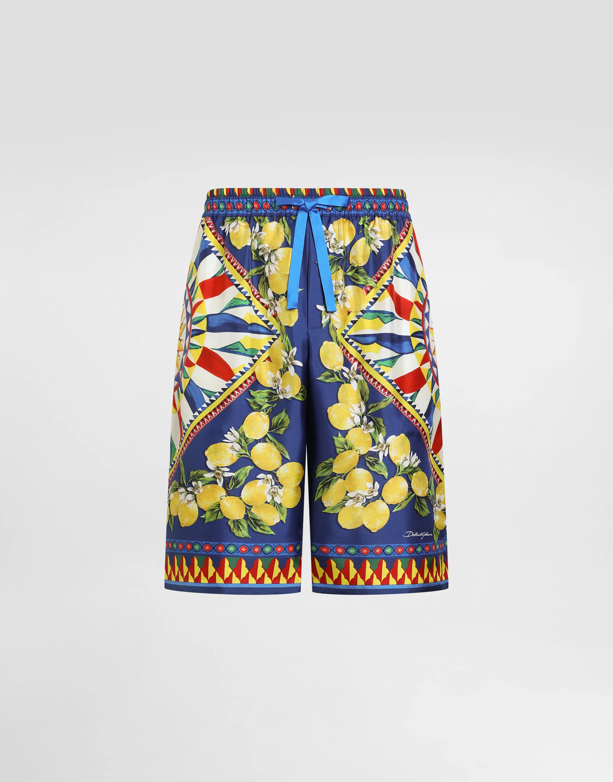 Carretto-print silk twill bermuda - 1