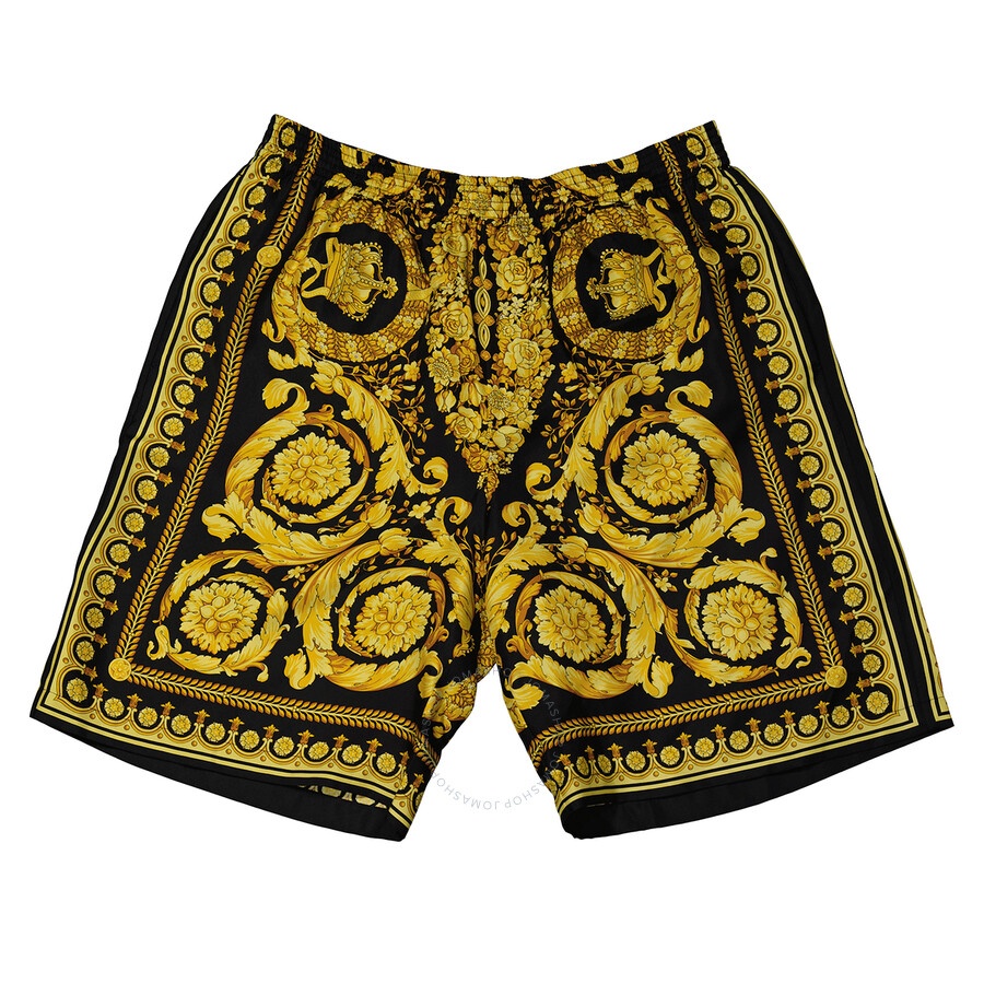 Versace Men's Silk Twill Barocco Print Shorts - 1