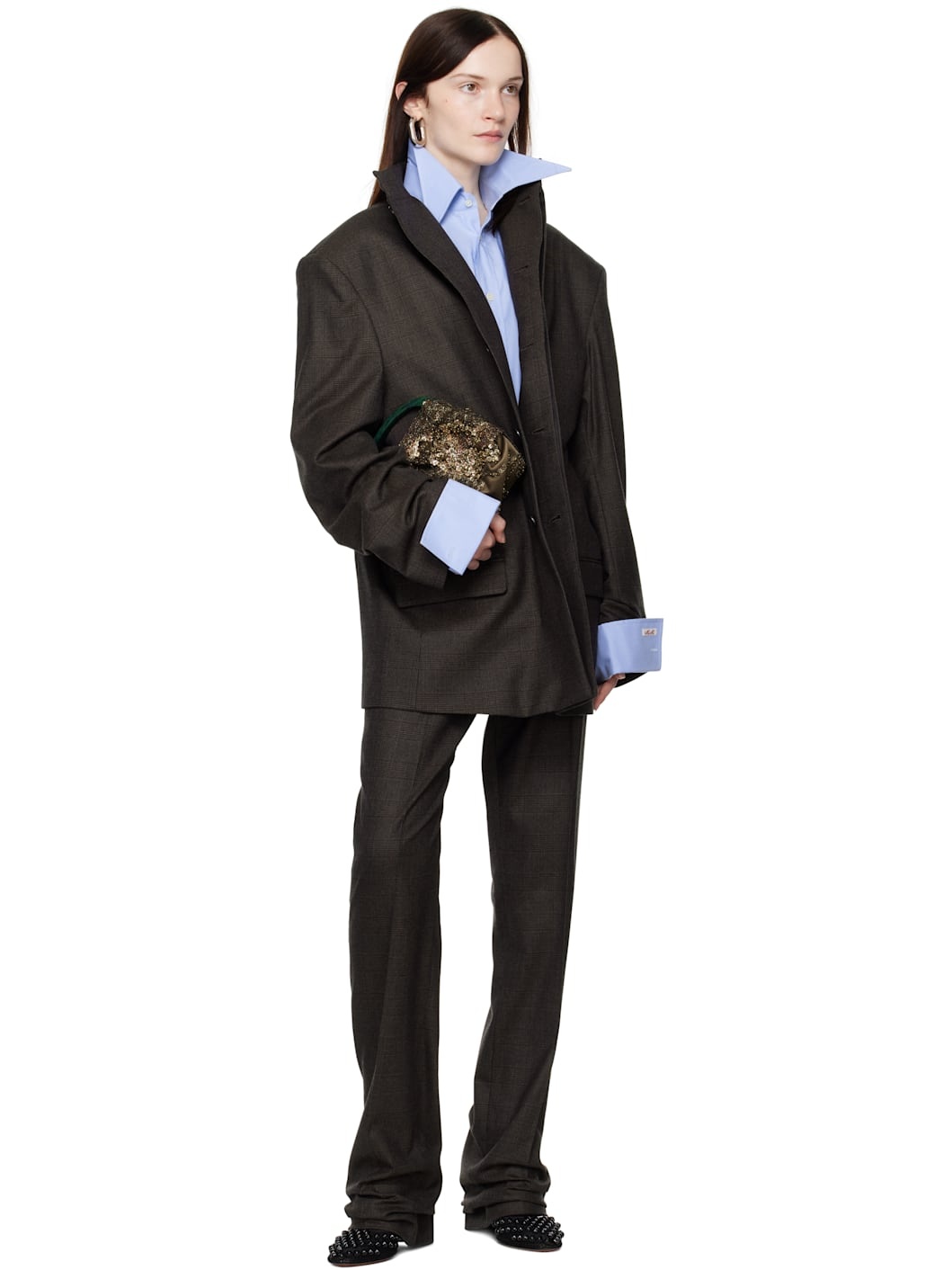 Brown High Neck Jacket - 4