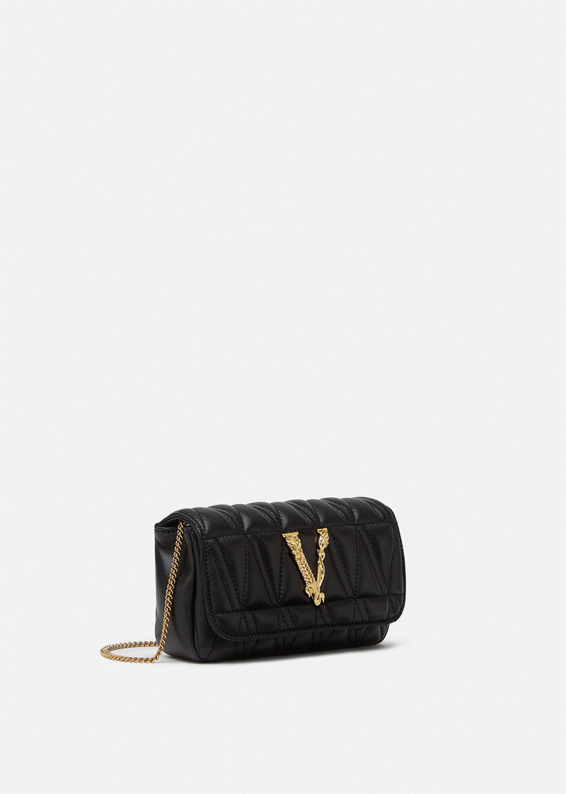 VERSACE Virtus Quilted Nappa Leather Evening Bag outlook
