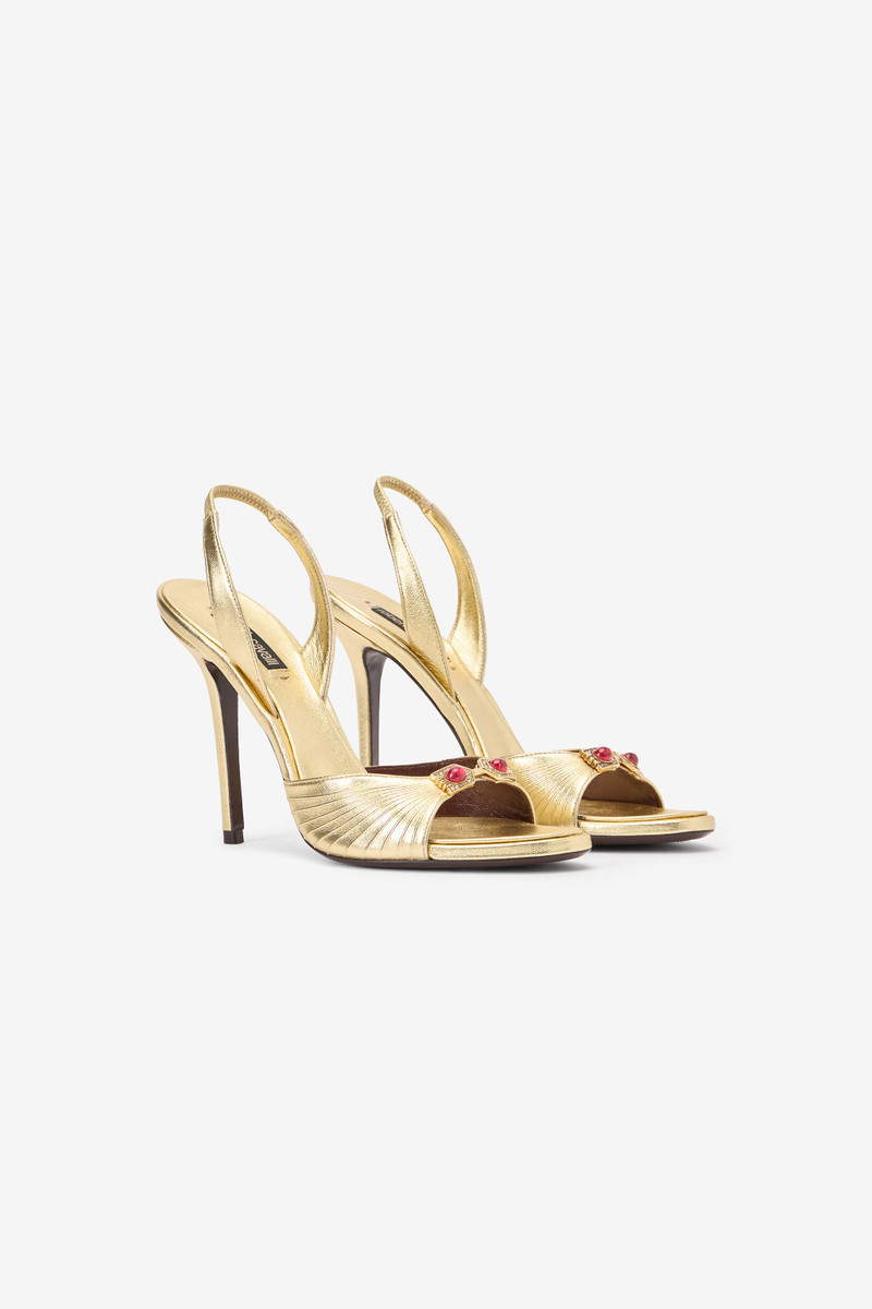 Gold Sandals with Jewel Buckle 2