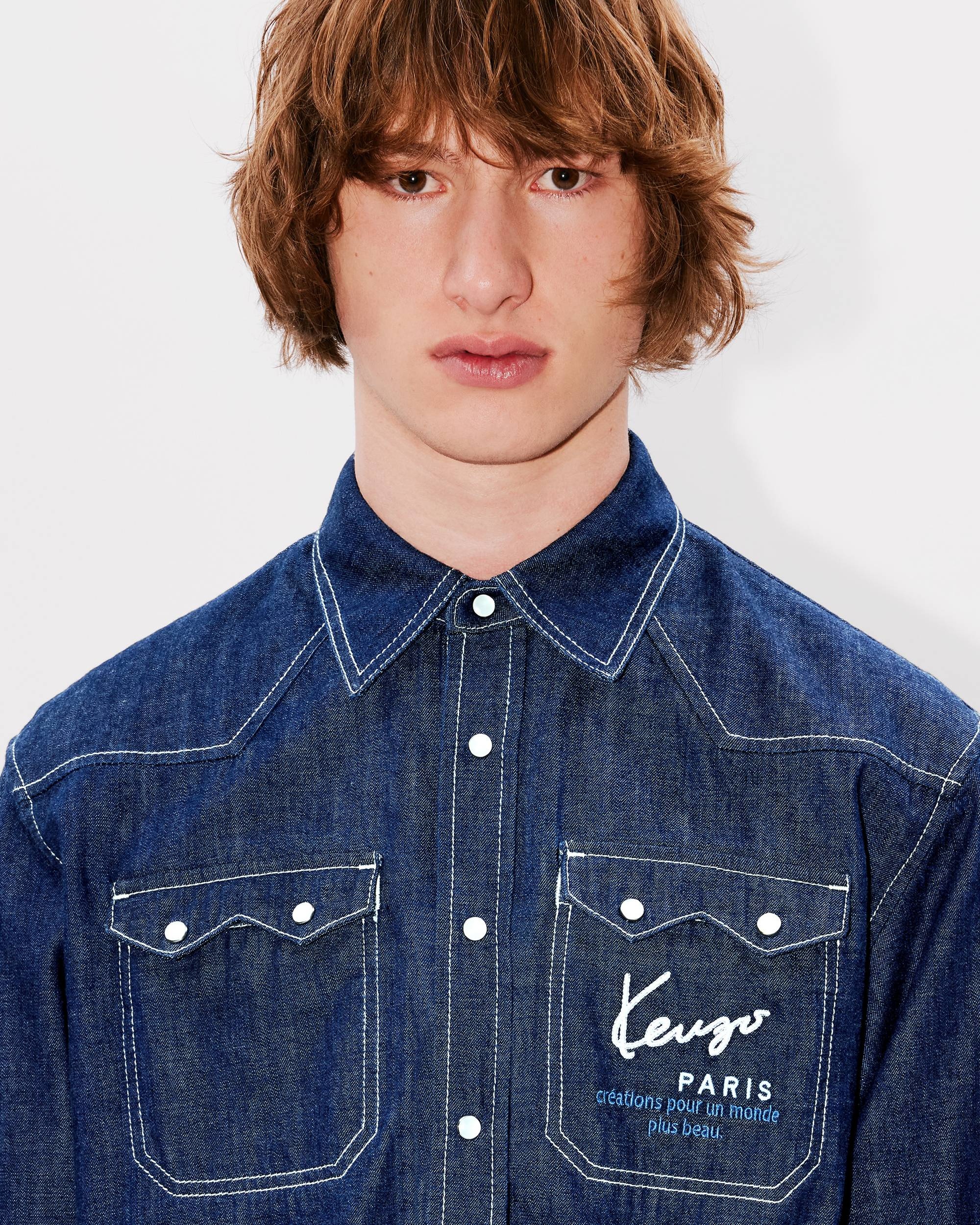 'KENZO Creations' embroidered western shirt in japanese denim - 7