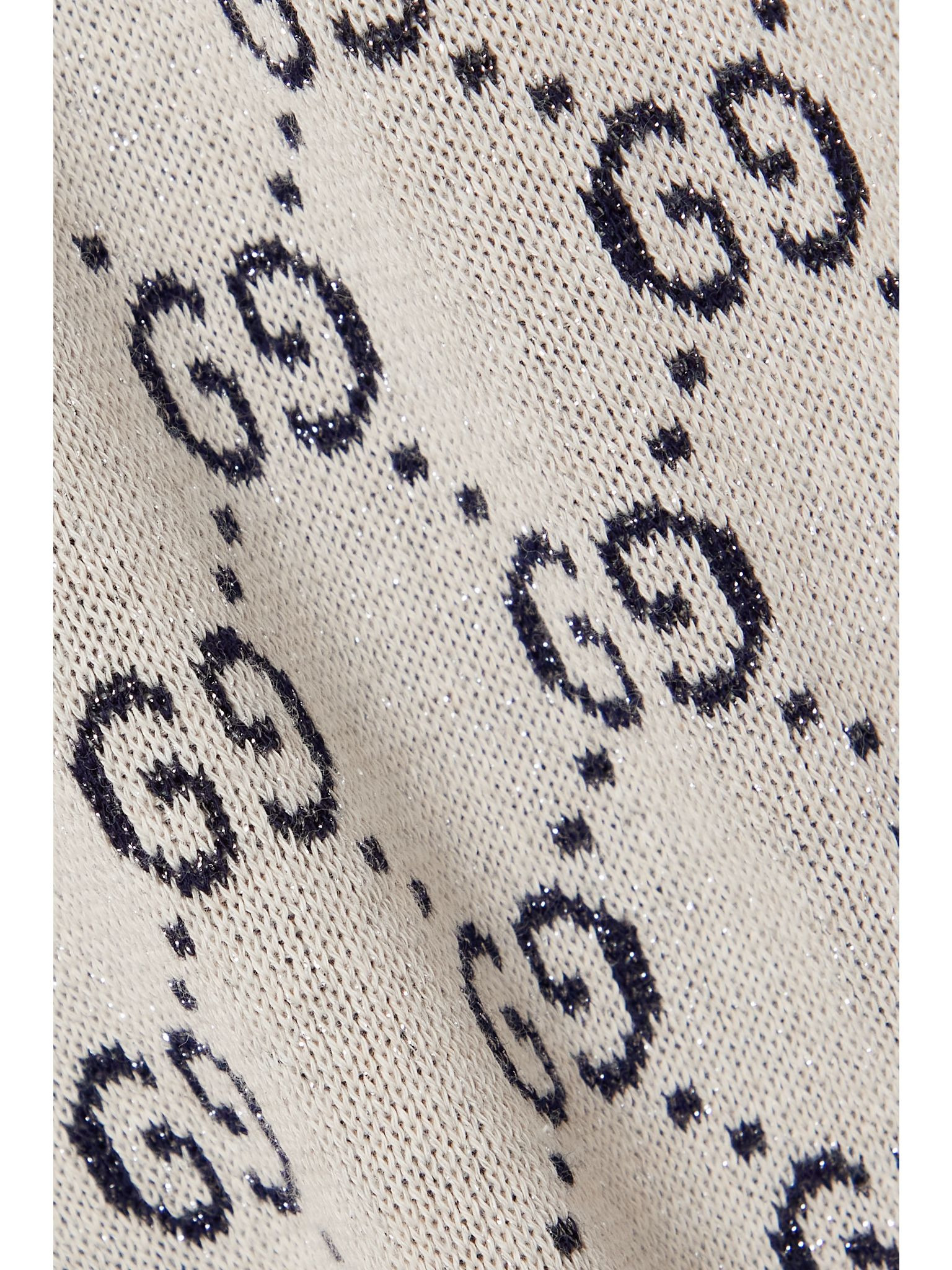 Love Parade metallic jacquard-knit cotton-blend cardigan Beige - 4