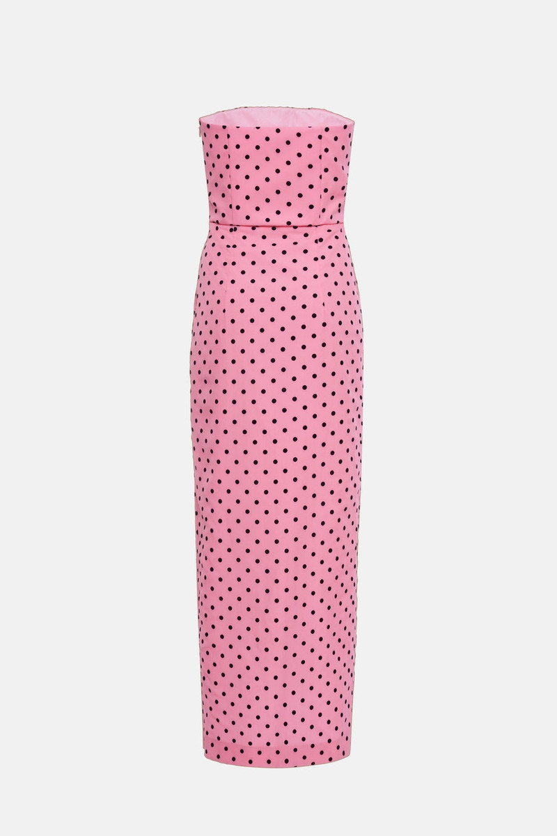 Alessandra Rich FLOCKED POLKA DOT SILK GEORGETTE BUSTIER DRESS outlook