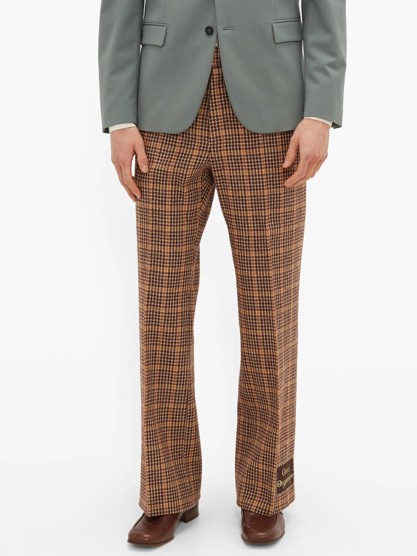 Orgasmique wool-blend houndstooth trousers - 6