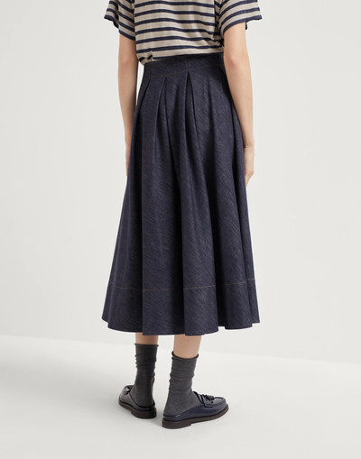 Brunello Cucinelli Cotton denim-effect twill pleated circle skirt outlook