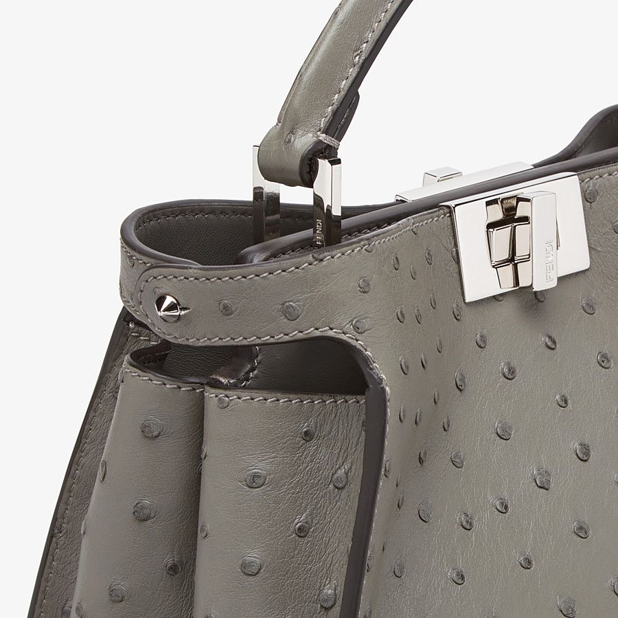 Dark gray ostrich leather bag - 5