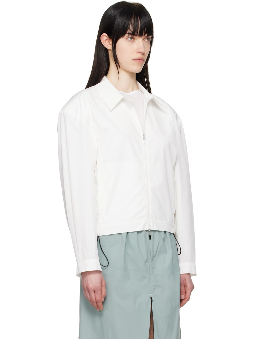 White Cropped Zip-Up Jacket - 2