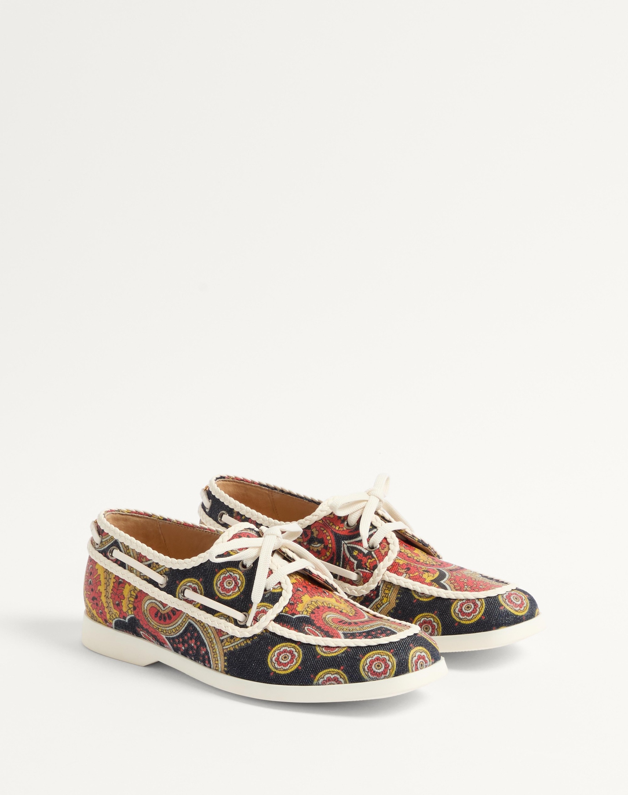 PALM AVENUE BOAT SHOE IN VOYAGE IMAGINAIRE DENIM FABRIC AND NAPPA - 2