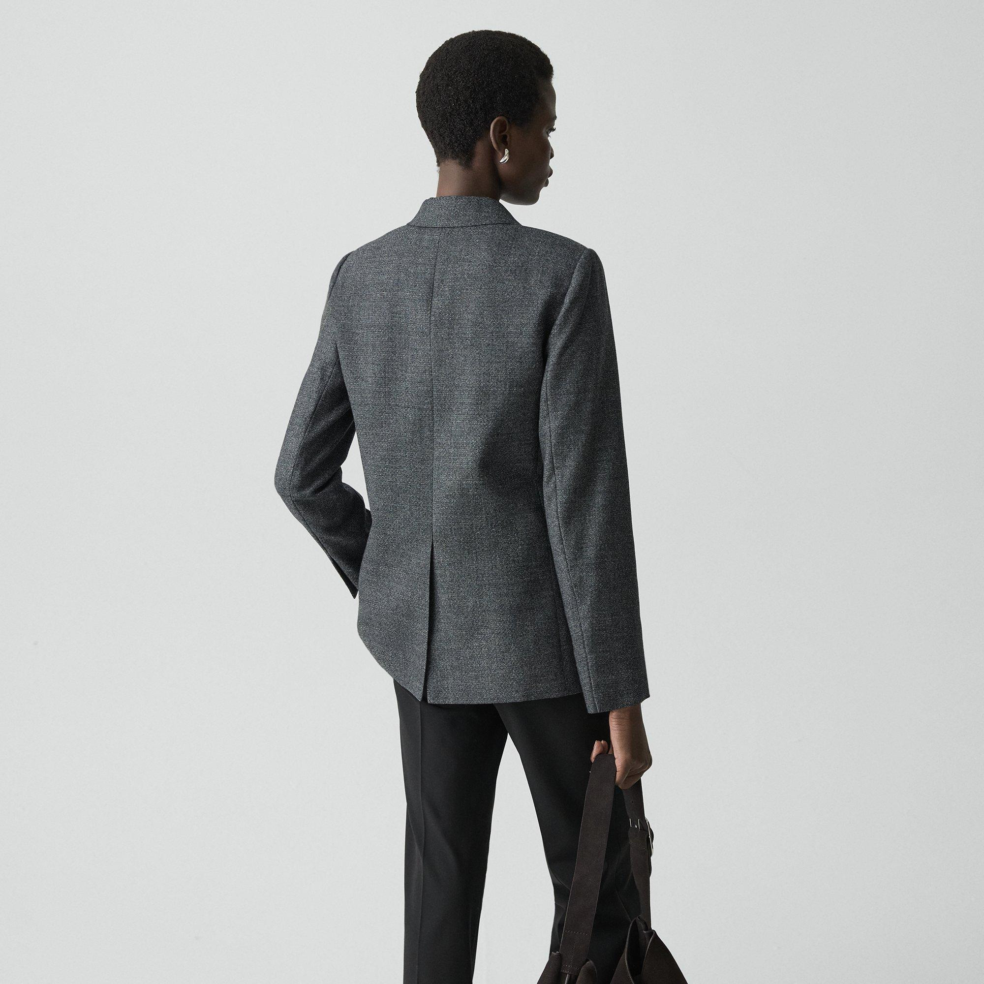 Relaxed Double-Breasted Blazer in Marled Flannel - 4
