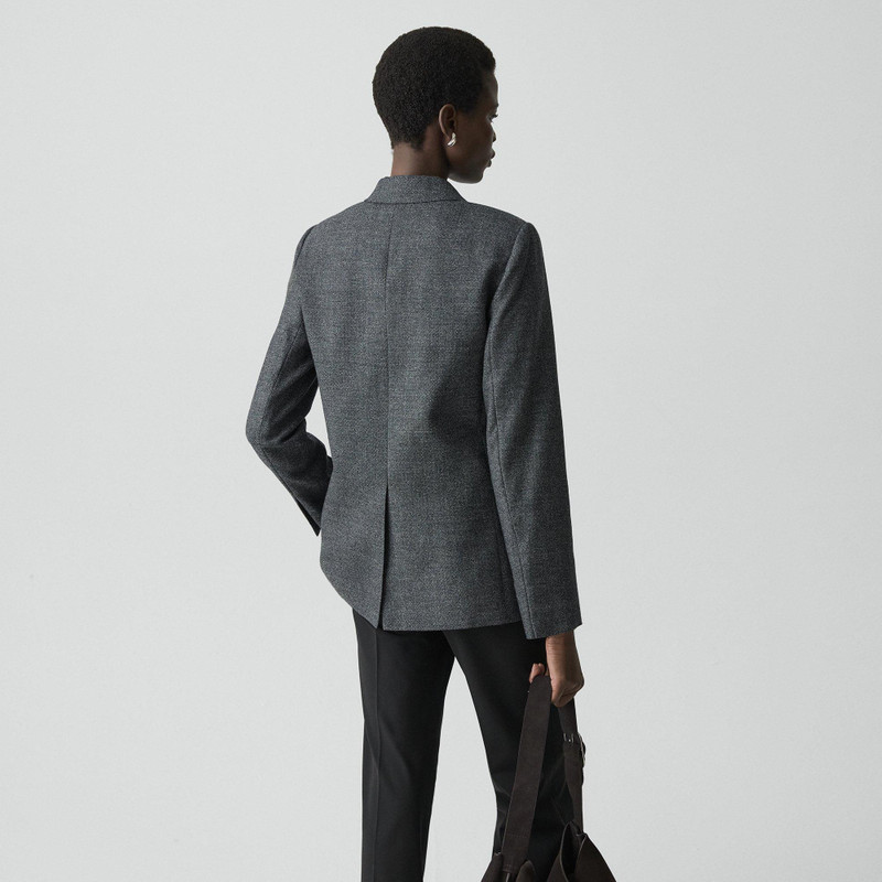 Relaxed Double-Breasted Blazer in Marled Flannel 4
