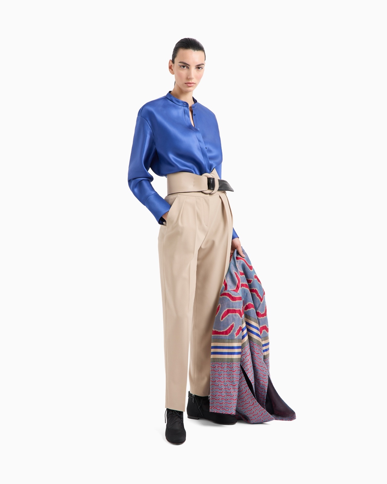 LONG-SLEEVED SHIRT IN TRIPLE SILK GEORGETTE - 2