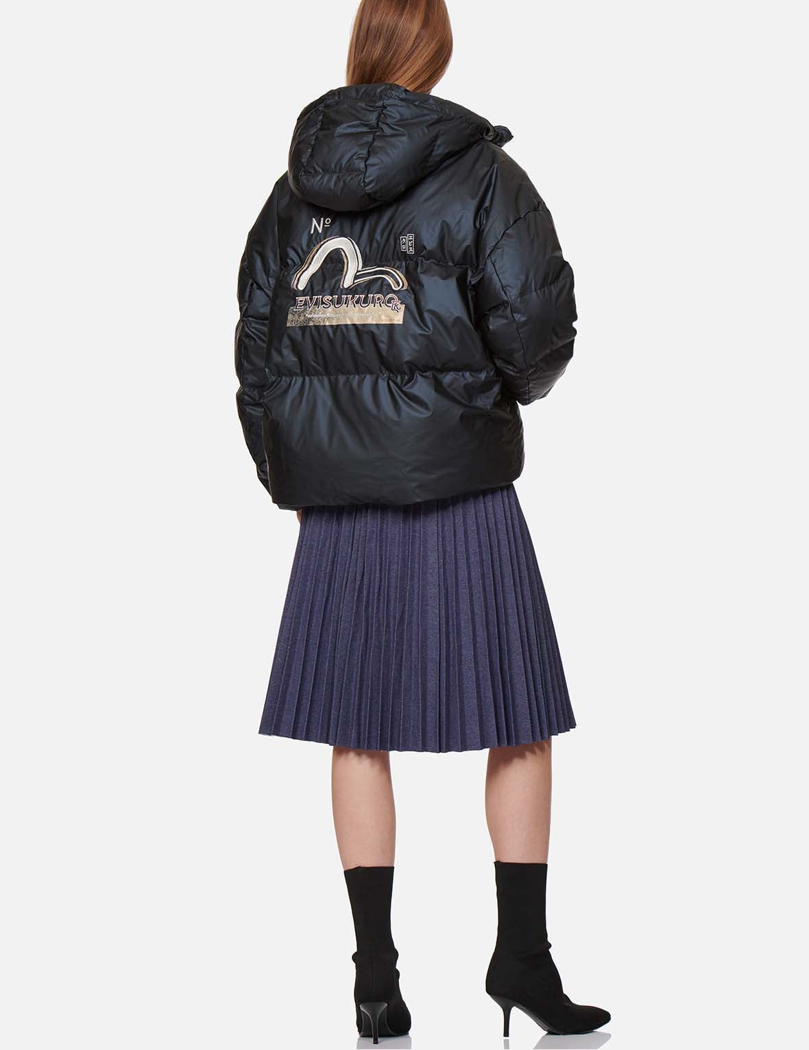 Brocade-pattern Seagull Embroidered Puffer Down Jacket - 5
