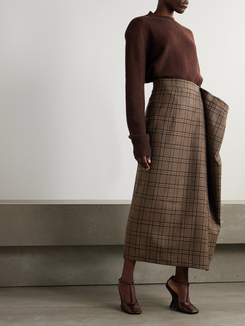 MARIE ADAM-LEENAERDT Checked Wool Midi Skirt outlook
