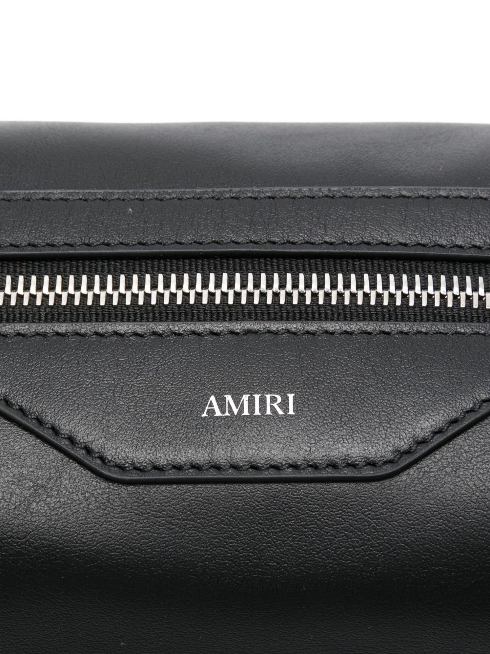 logo-appliqué leather wash bag - 3