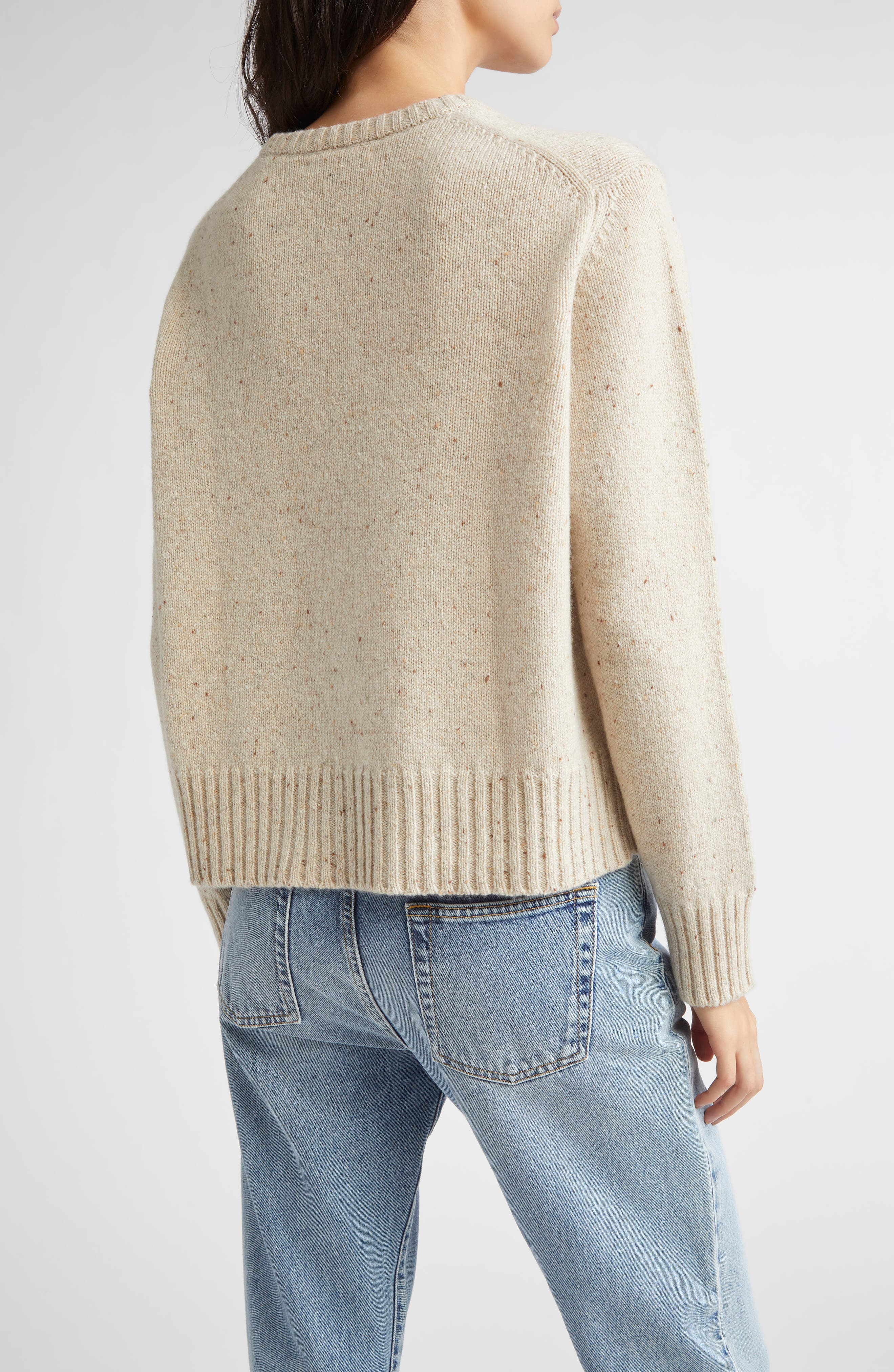 Johnstons of Elgin Relaxed Fit Cashmere Donegal Sweater in Cream Dun Donegal at Nordstrom - 2