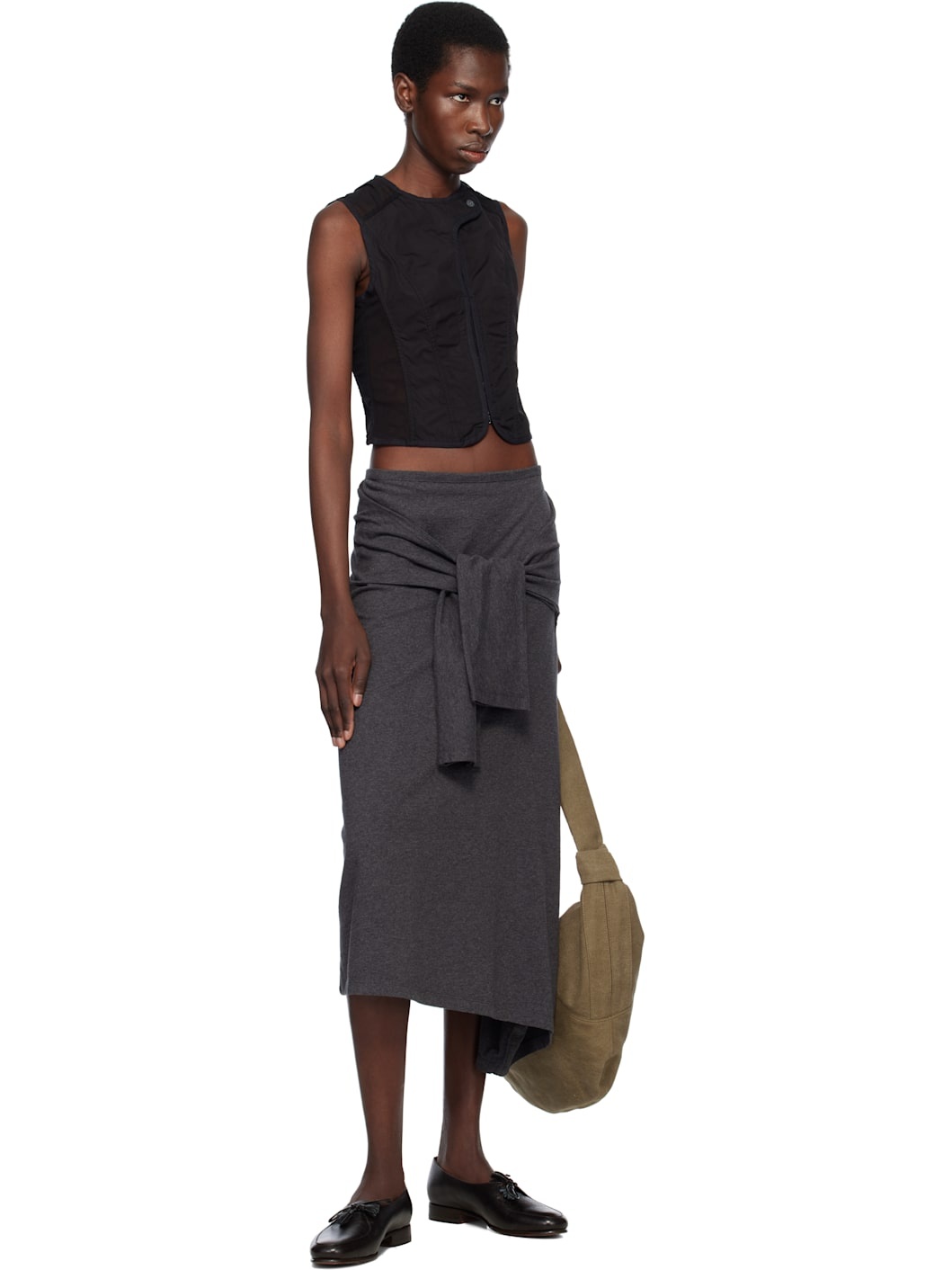 Black Poplin Corset Vest - 4