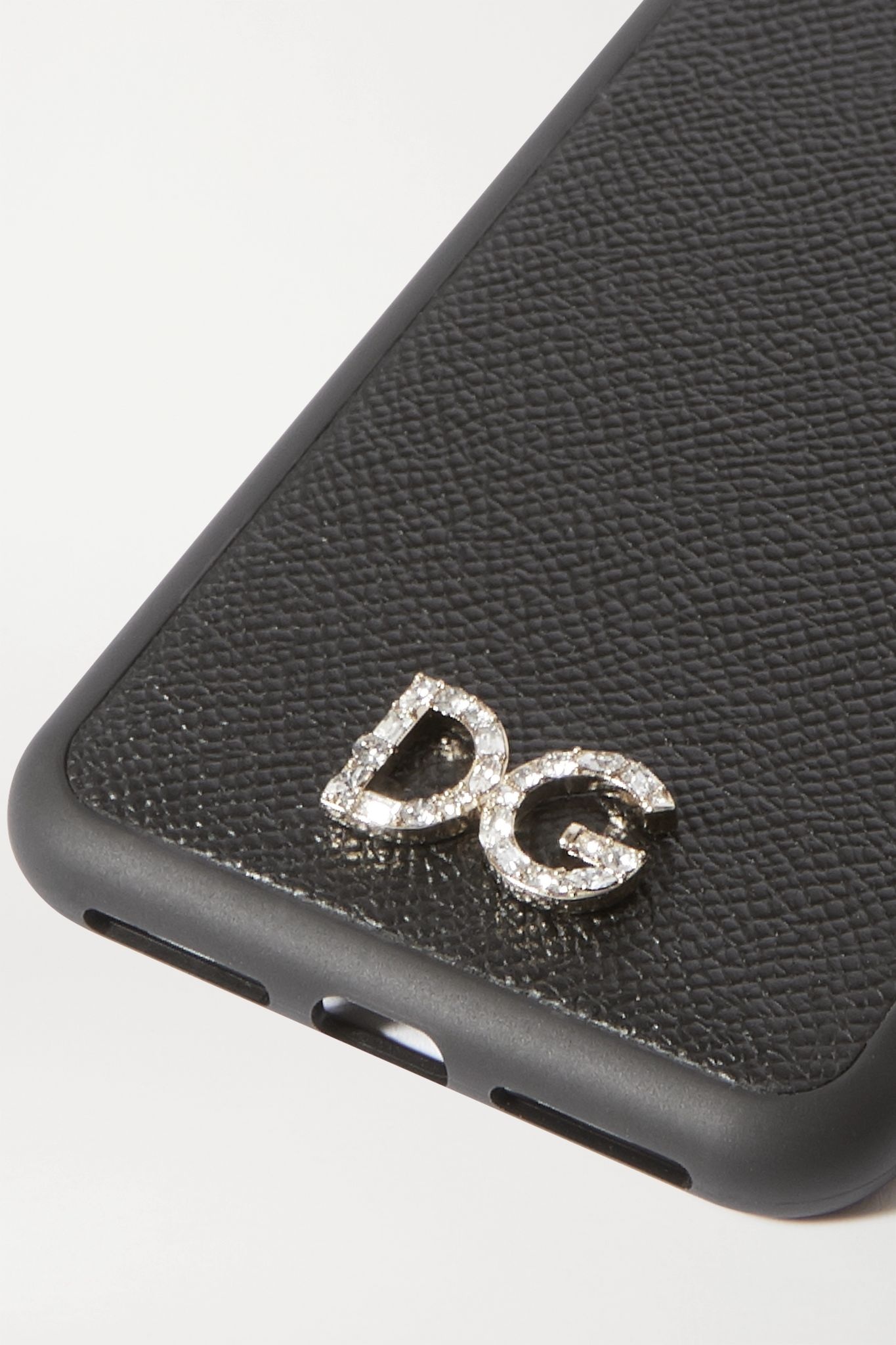 Crystal-embellished textured-leather iPhone XS Max case - 2