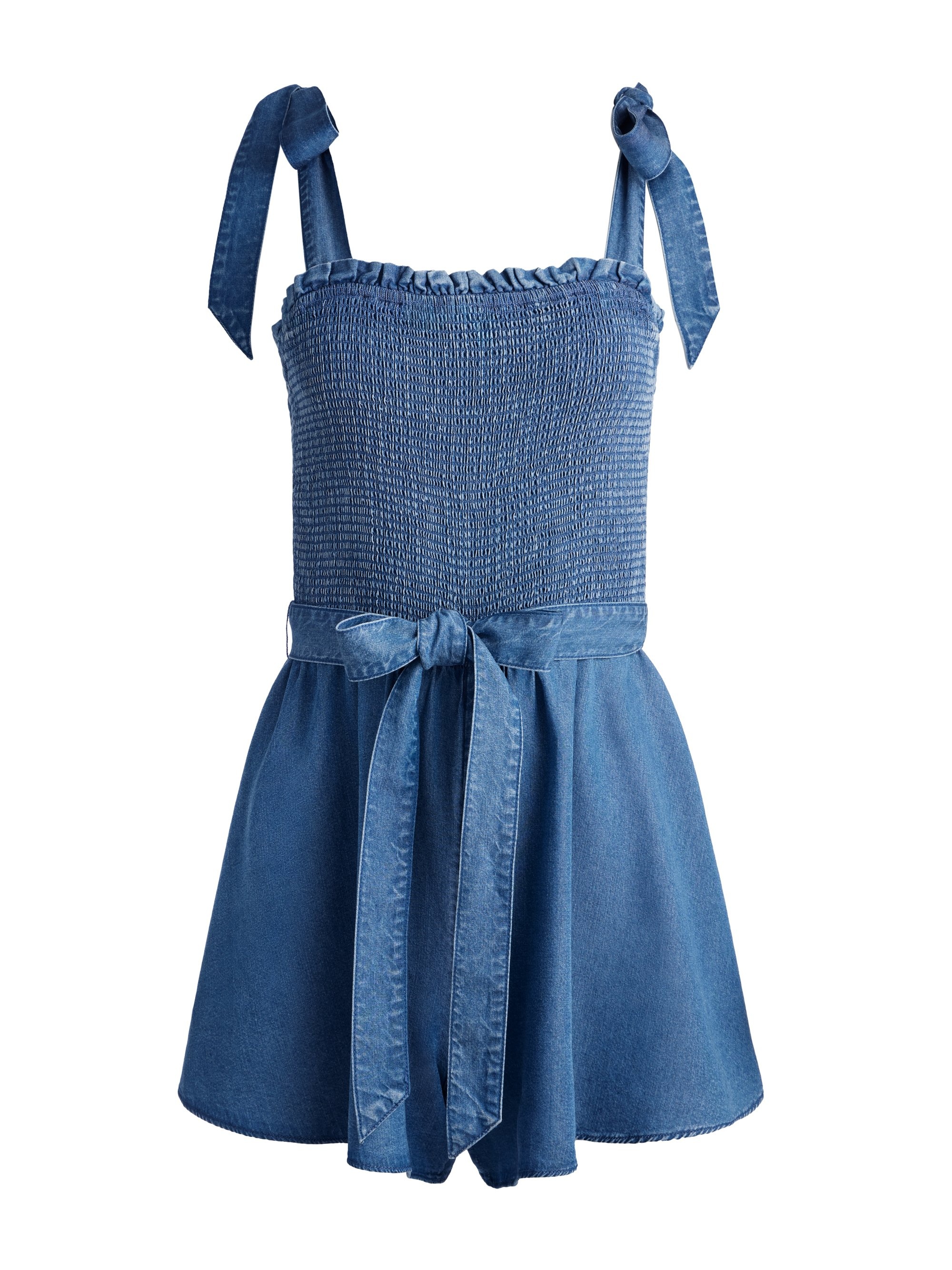 ROZ SMOCKED CHAMBRAY ROMPER - 1