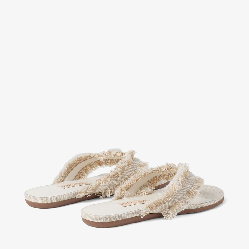 JIMMY CHOO Bay Flat
Almond Mix Frayed Flecked Canvas Flat Sandals outlook