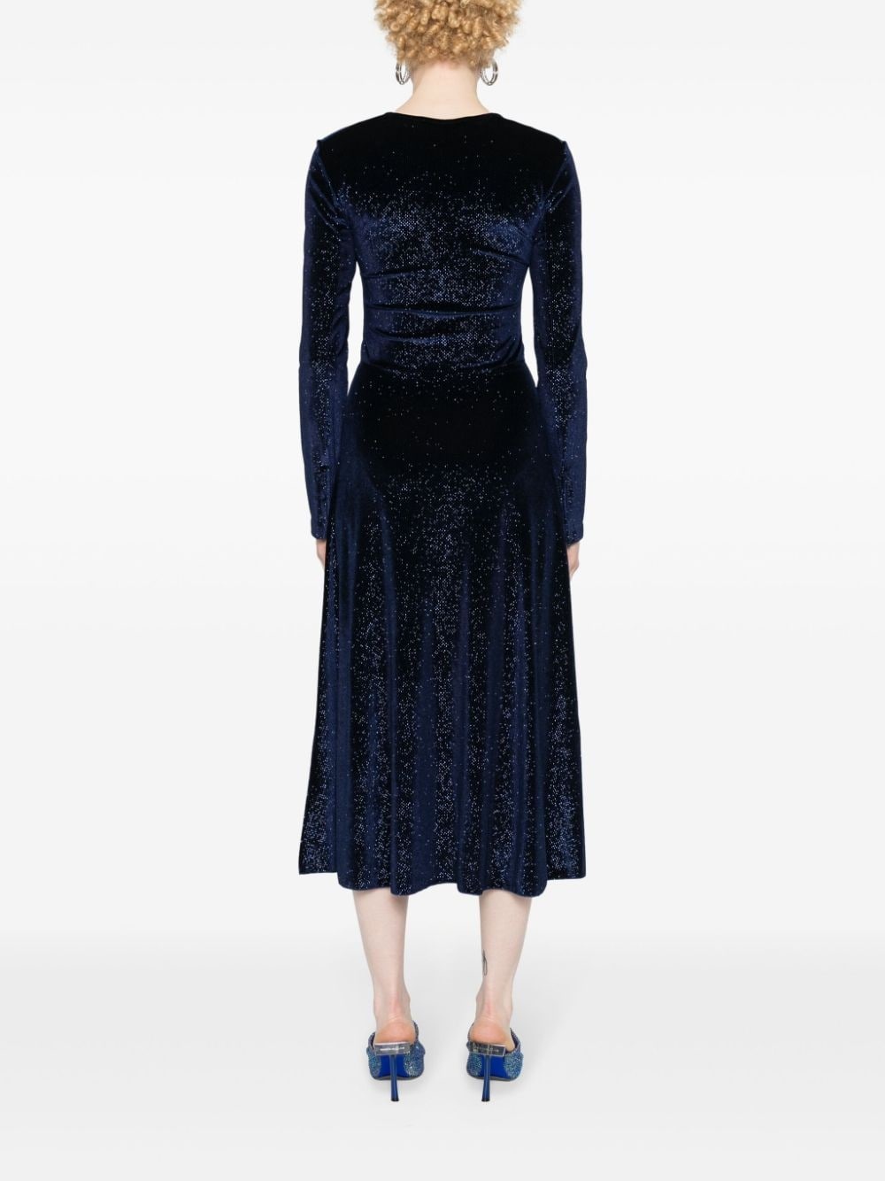 rhinestone-embellished ruched midi dress - 4