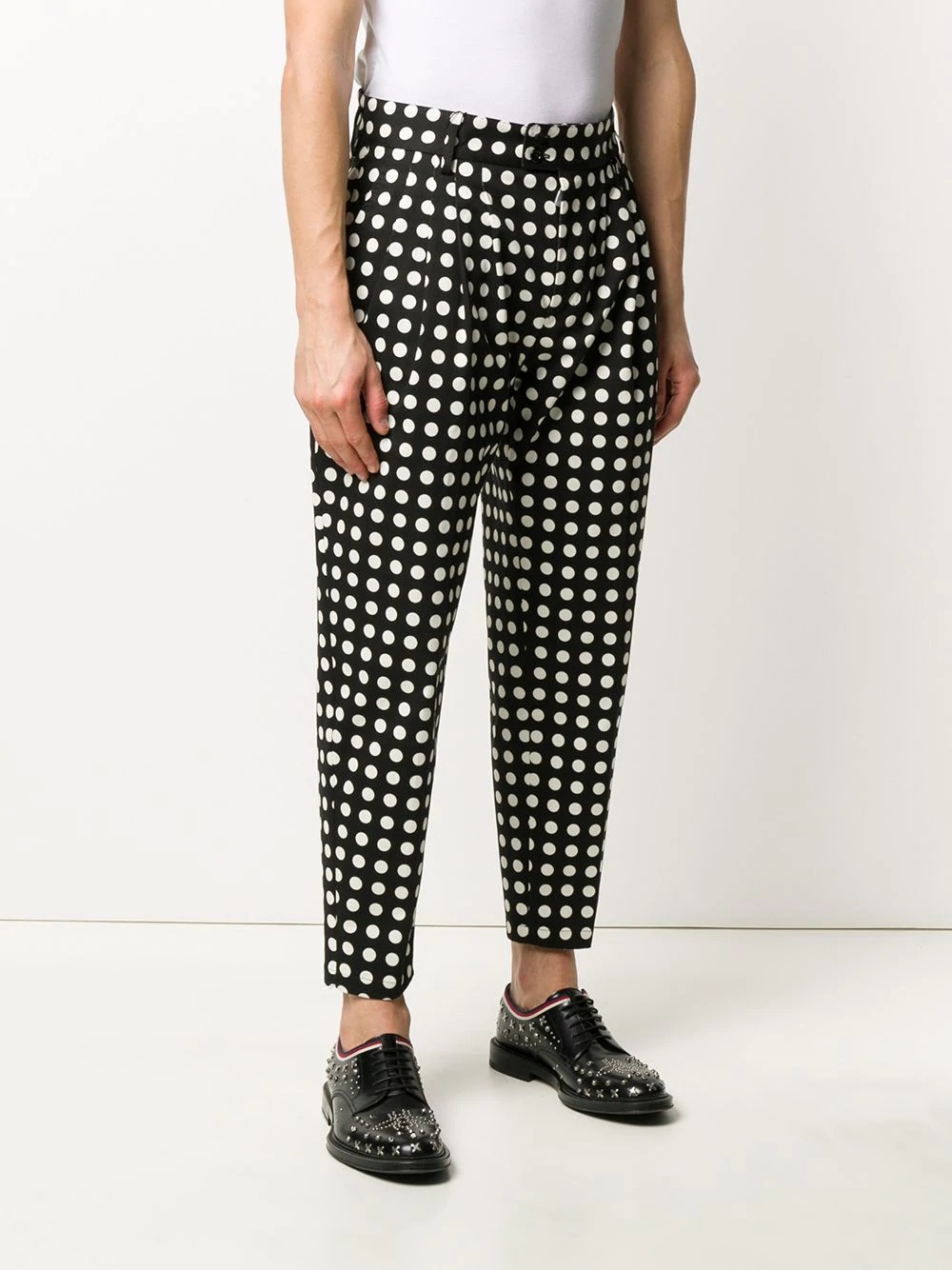 cropped polka dot-print trousers - 3