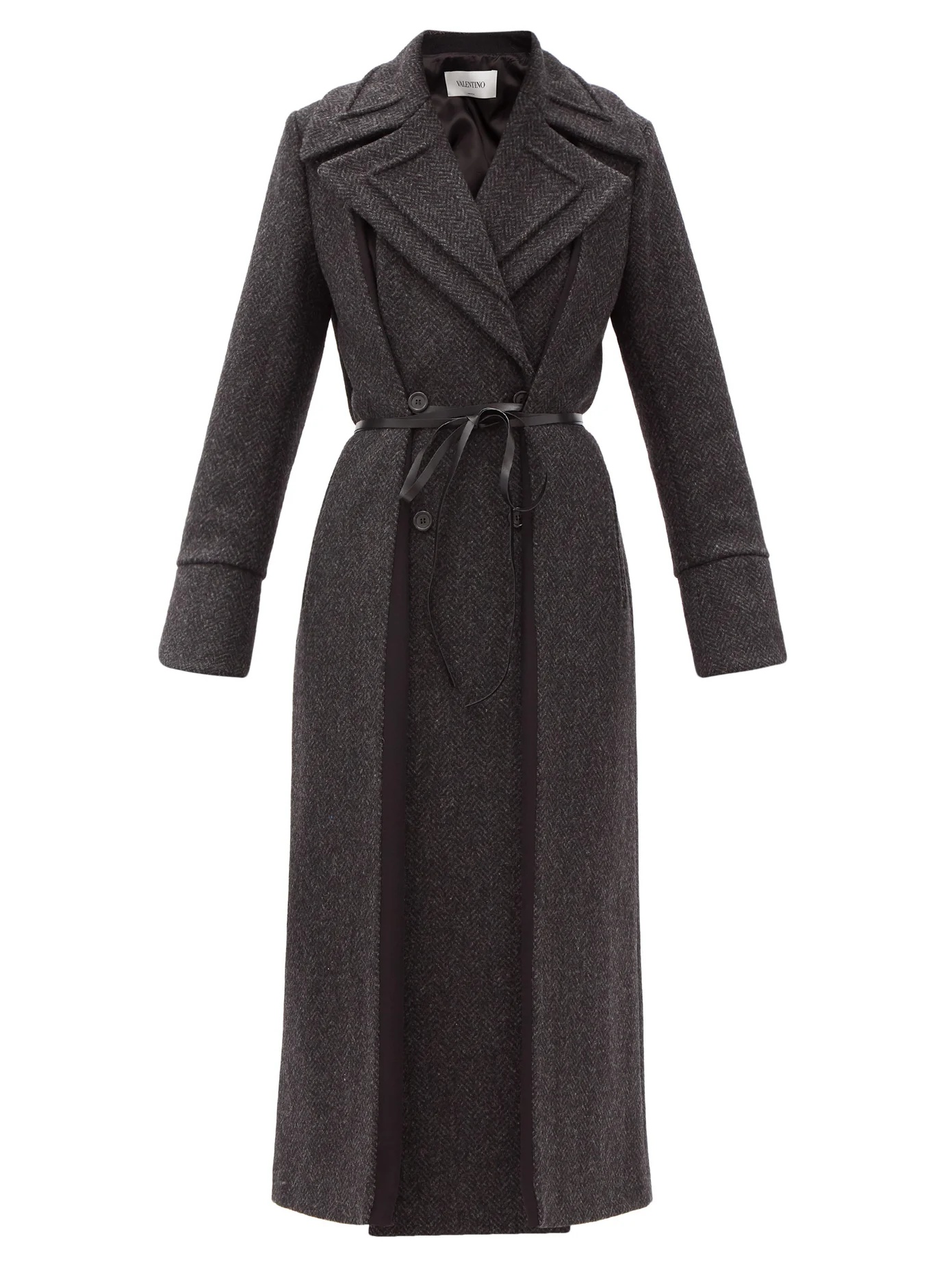 Silk-insert wool-blend herringbone coat - 1