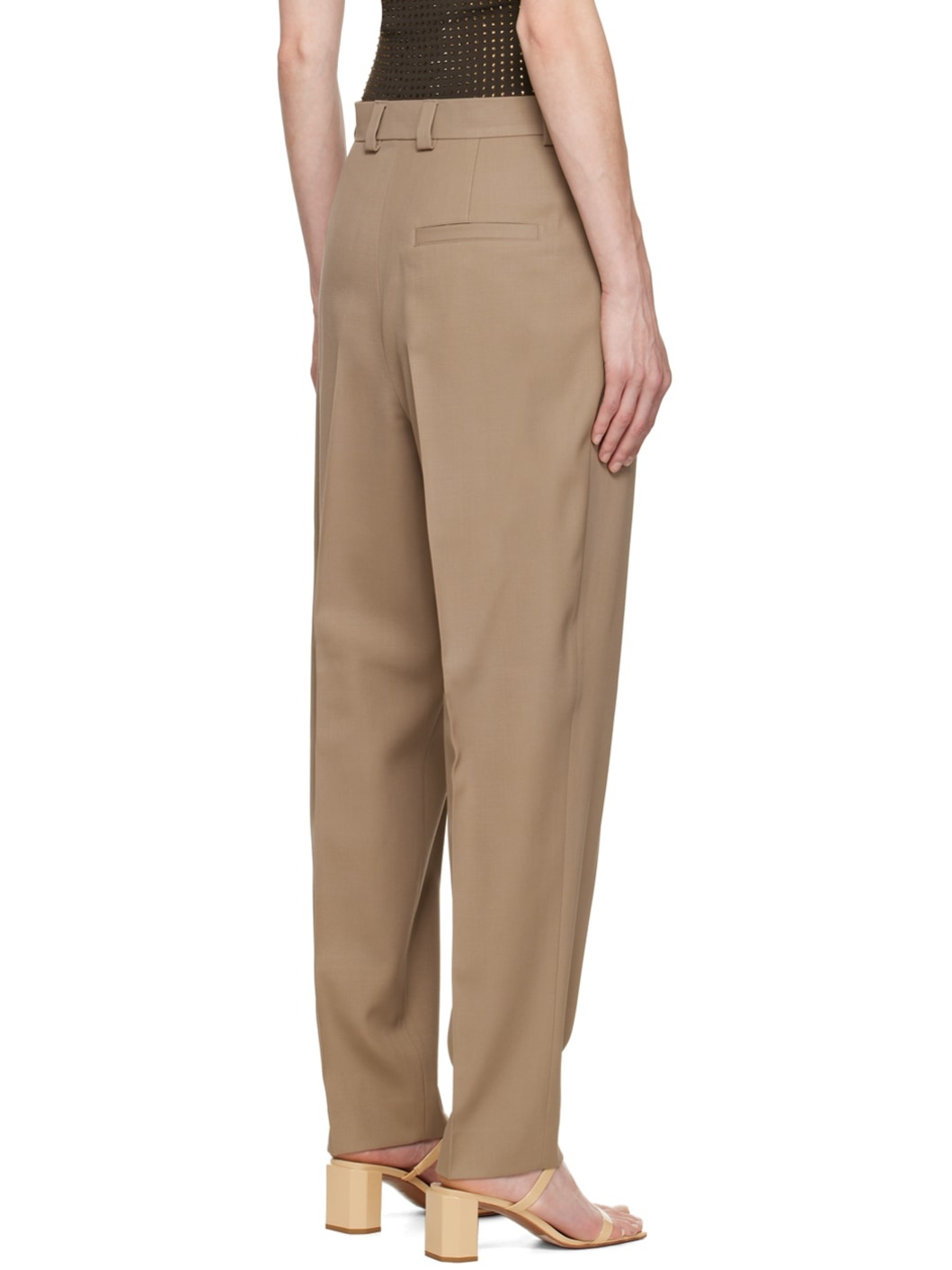 SSENSE Exclusive Beige Pleated Trousers - 3