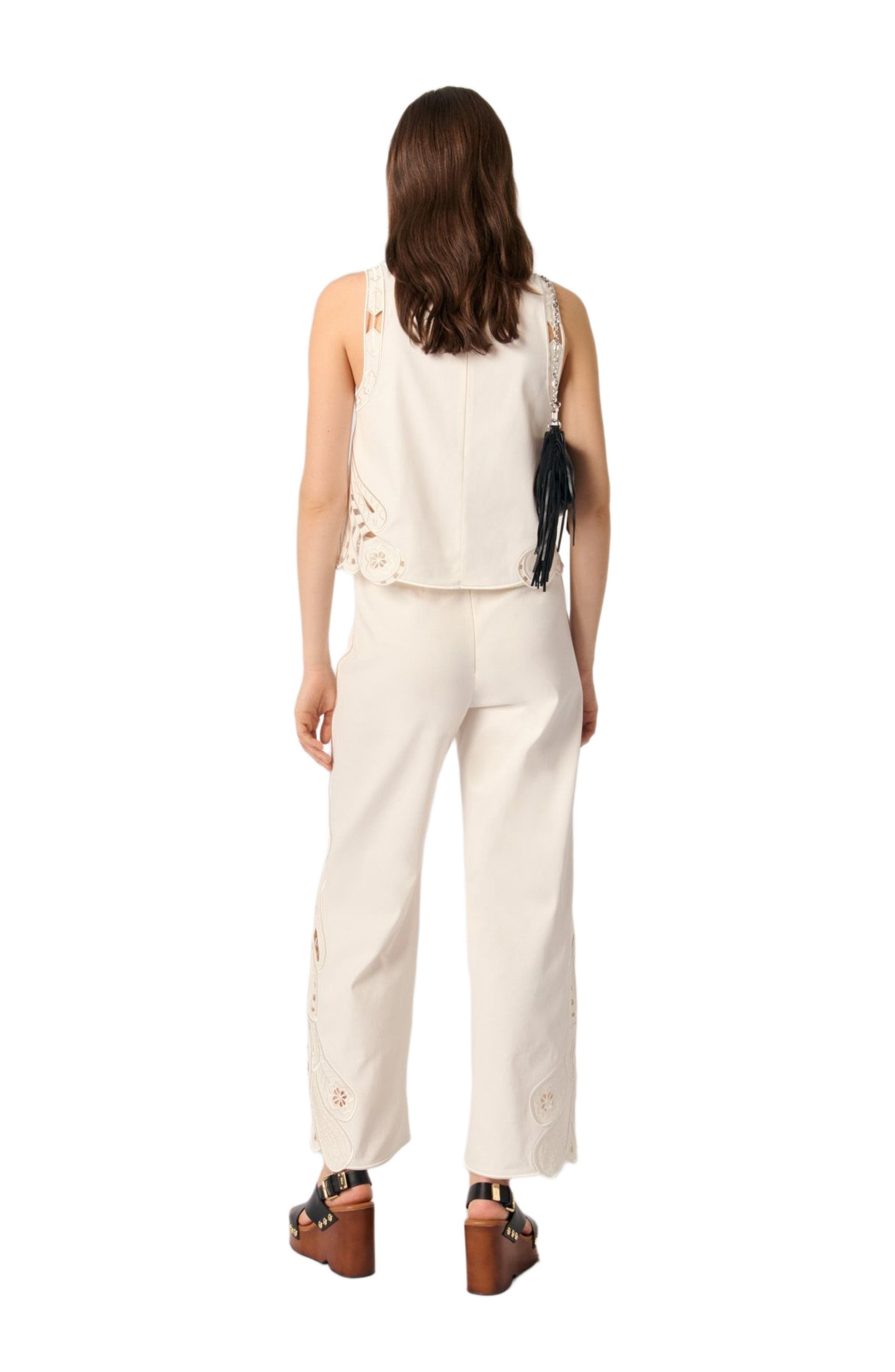 maje Embroidered vest top in Ecru at Nordstrom - 3