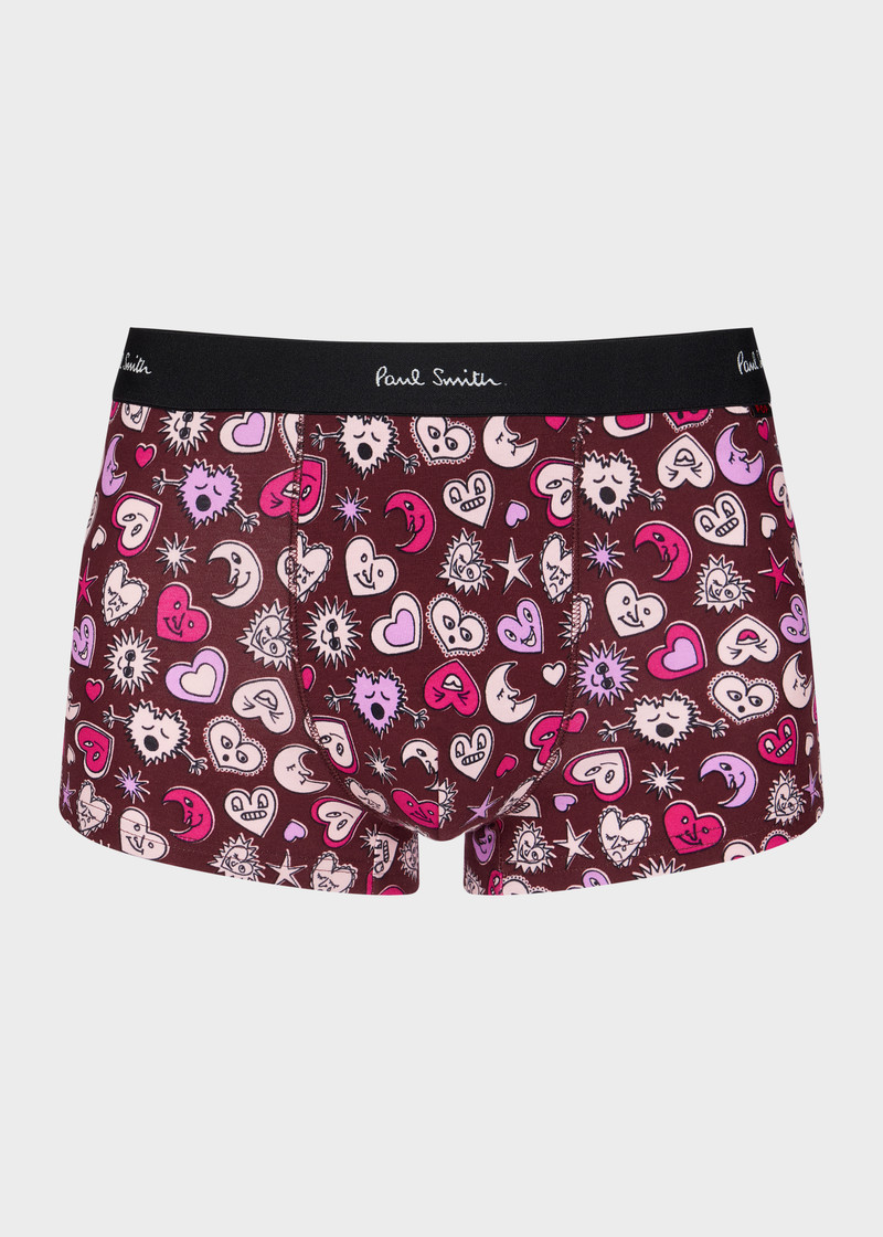 Burgundy 'Hearts and Stars' Boxer Briefs 1