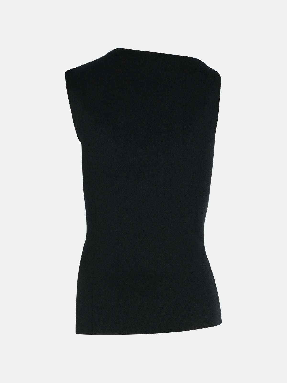 'OBLIQUE' BLACK VISCOSE BLEND TANK TOP - 3