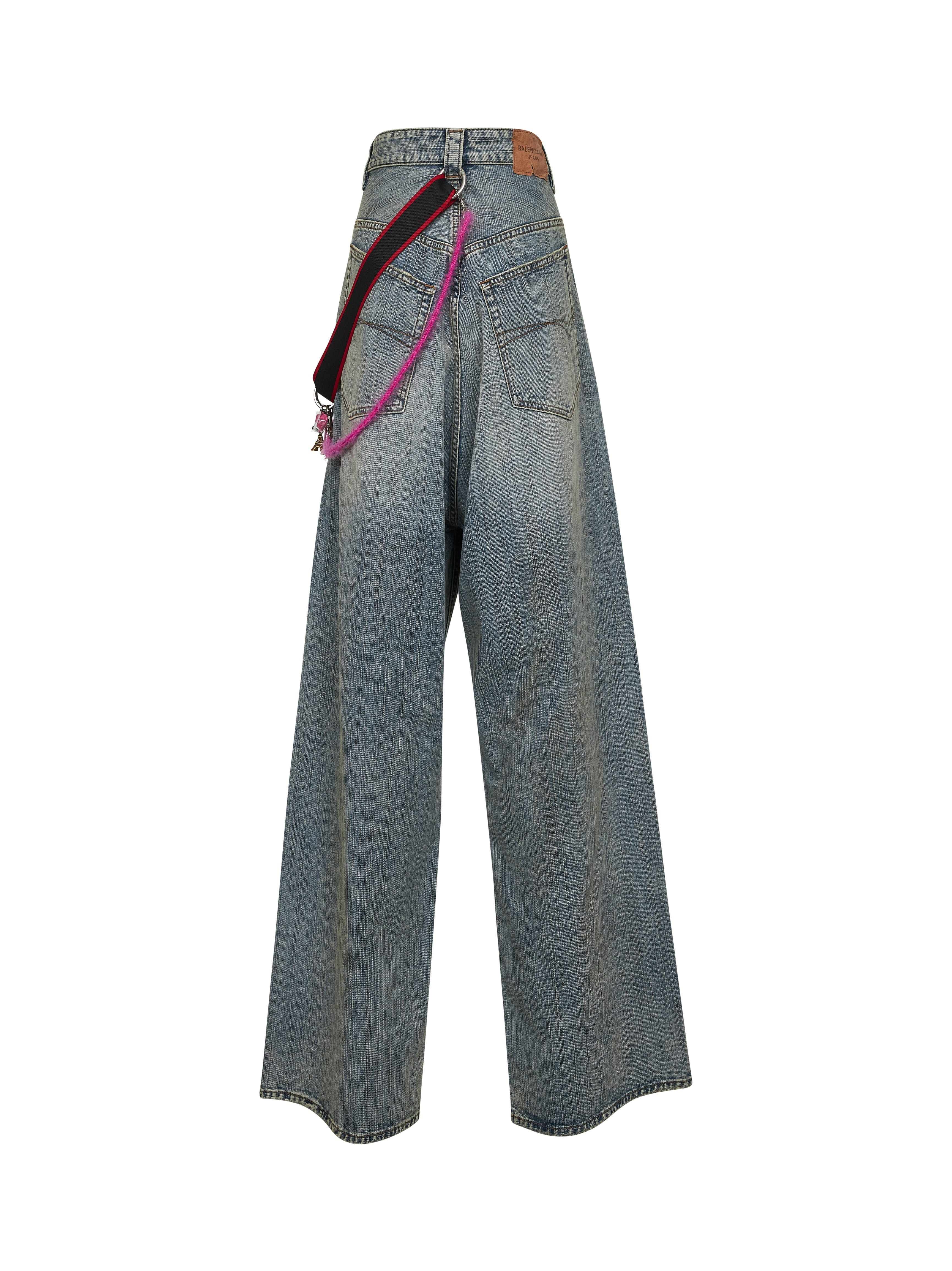 Balenciaga Women Blue Denim Charms Baggy Jeans - 2