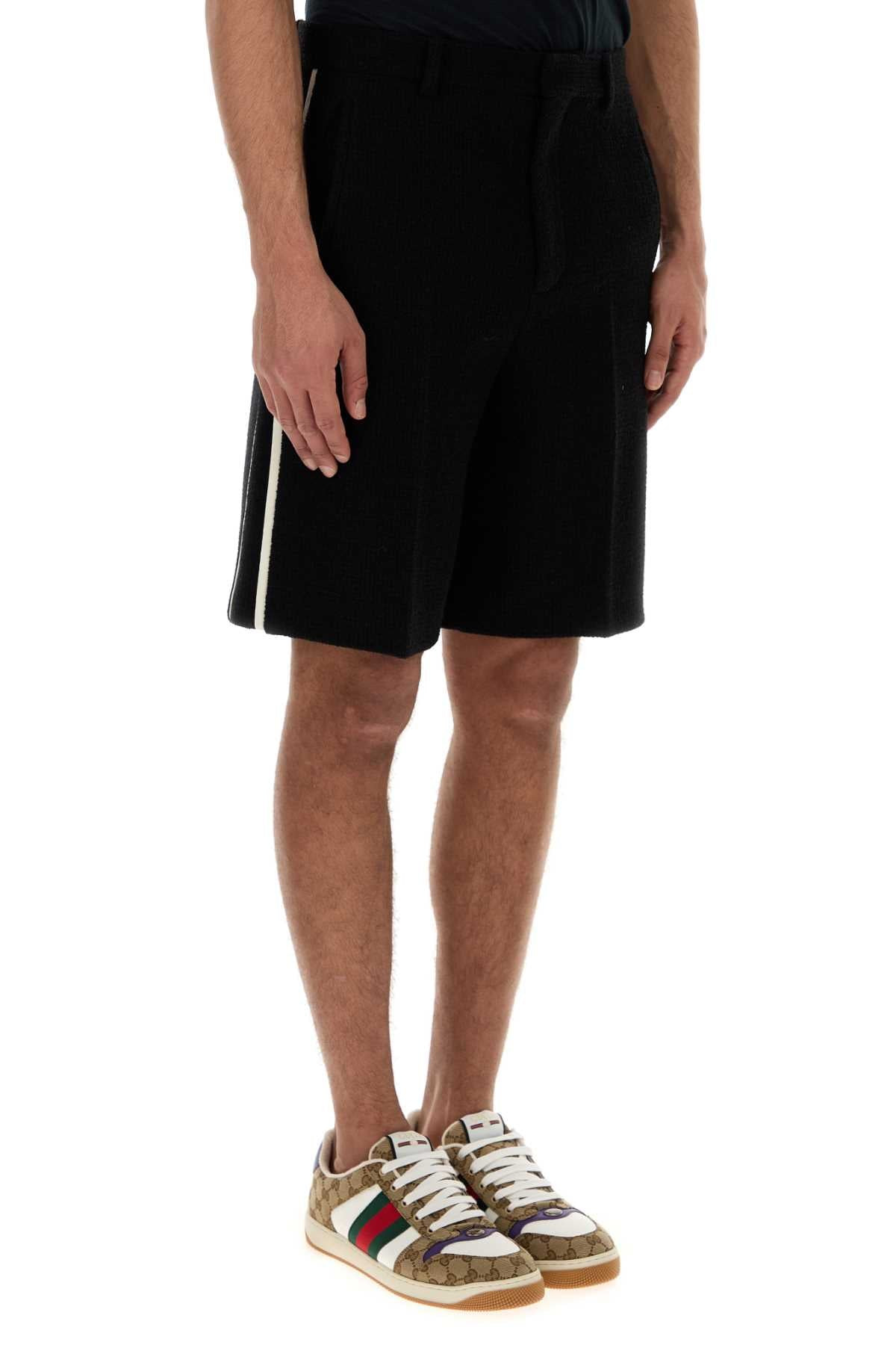 Gucci Men Black Boucle Bermuda Shorts - 3
