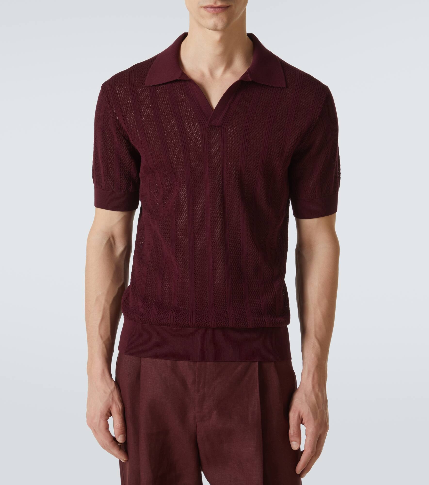 Ribbed-knit cotton polo shirt - 3