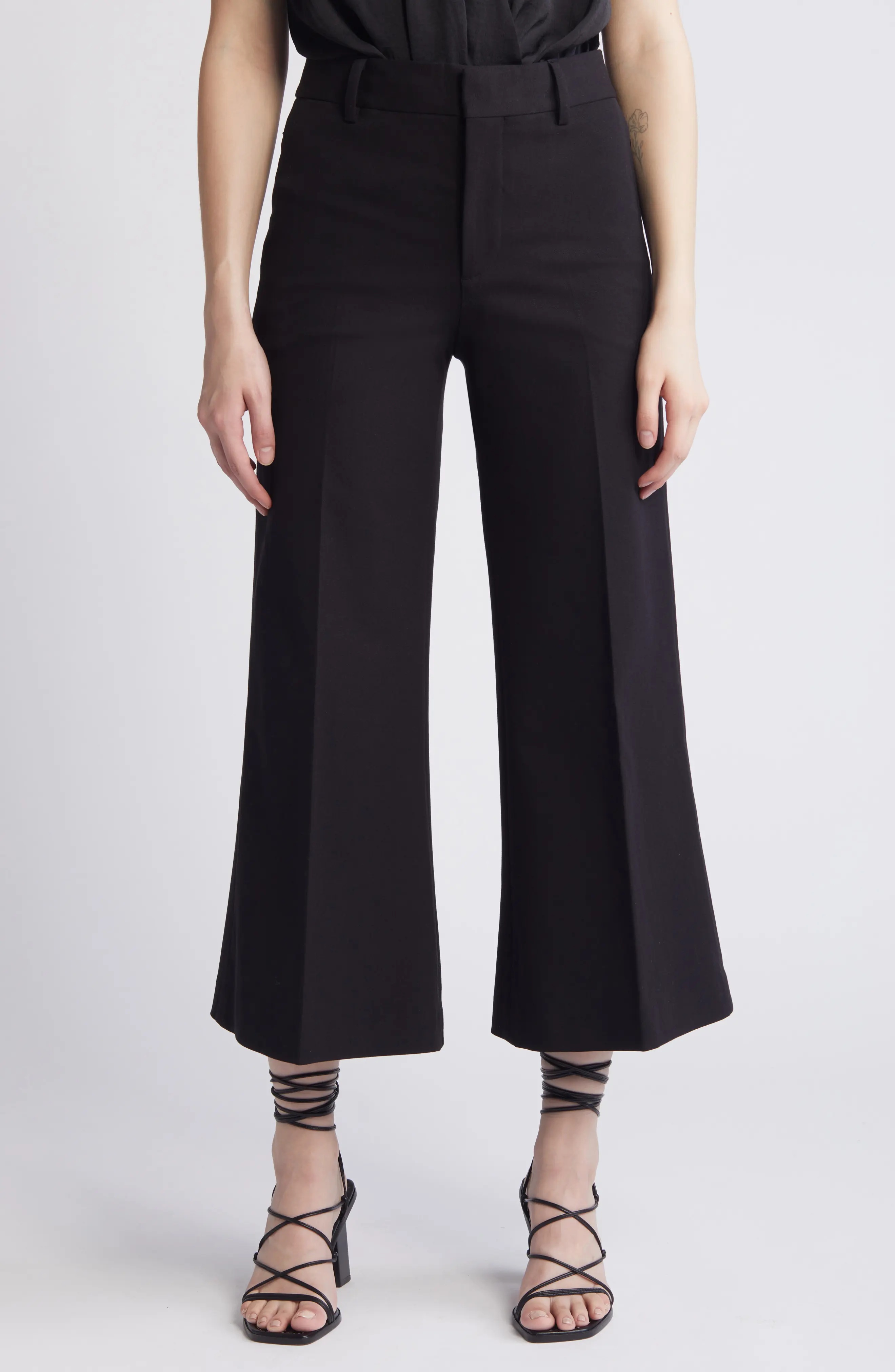 Le Crop Palazzo Wide Leg Trousers - 1