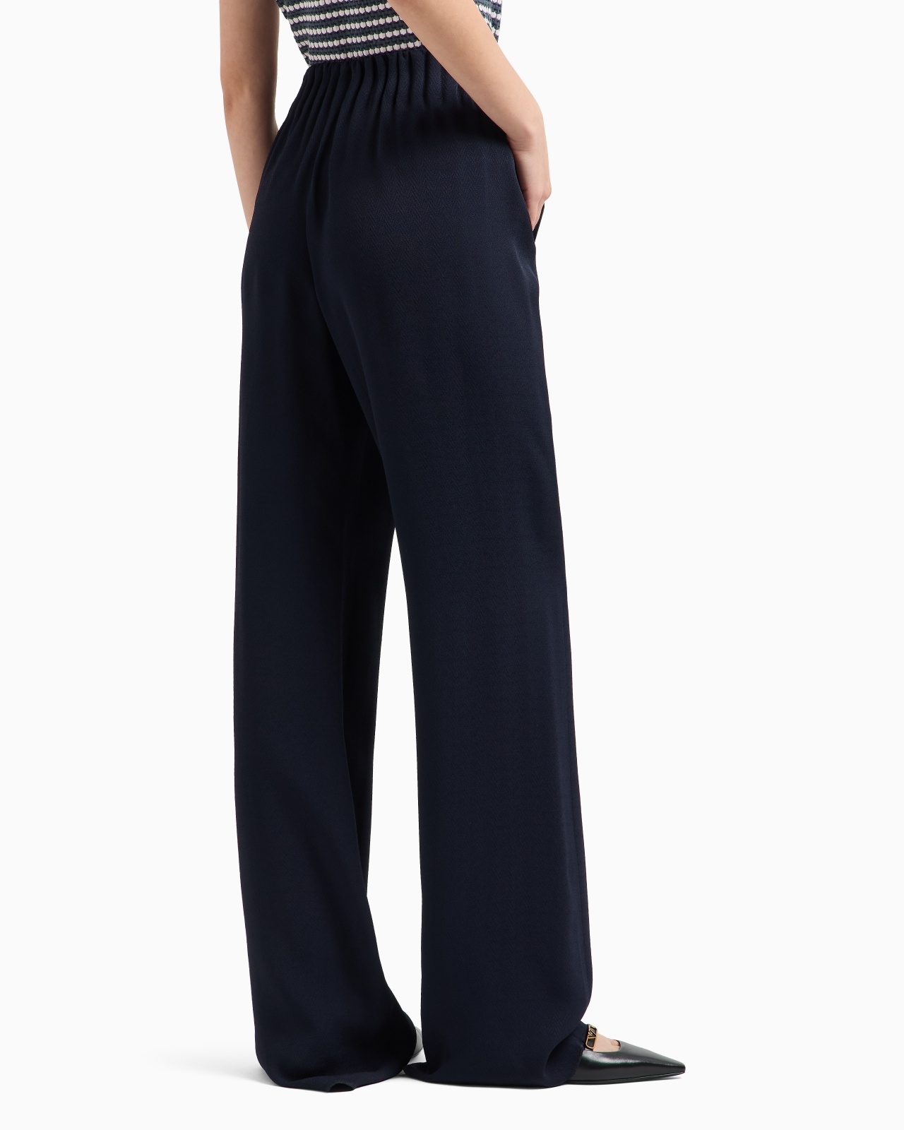 ICON CHEVRON ACETATE-BLEND GATHERED-WAIST TROUSERS - 3
