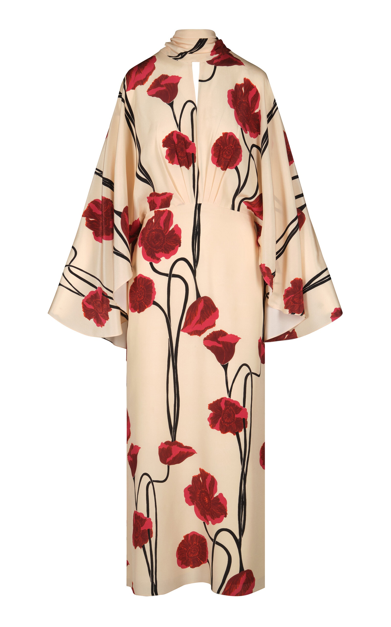Parajes Lejanos Floral Silk Midi Dress ivory - 1