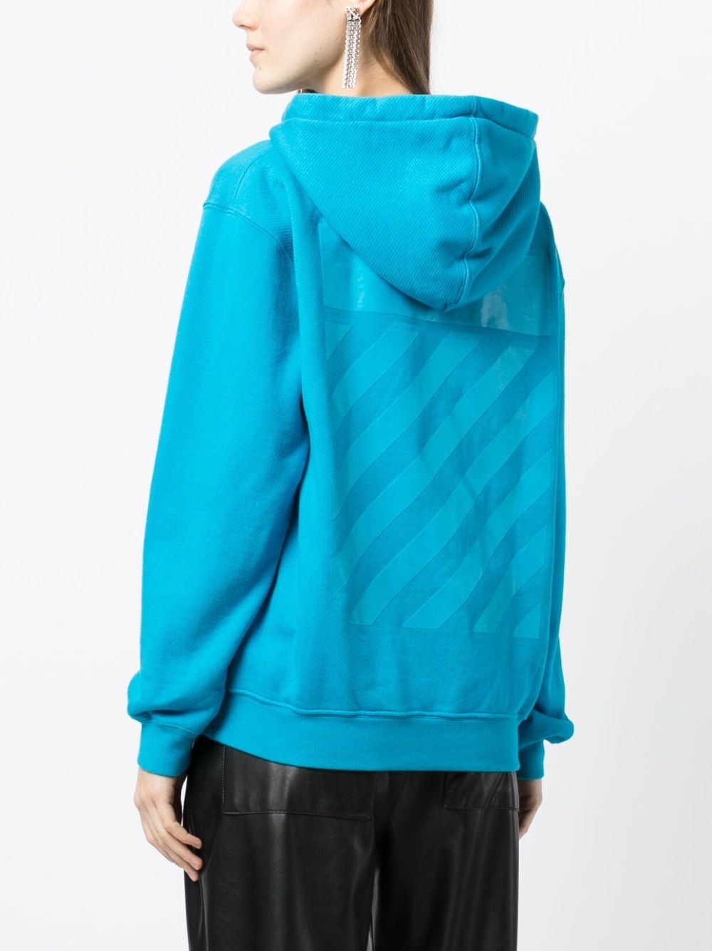 Diag-print zip-front hoodie - 4