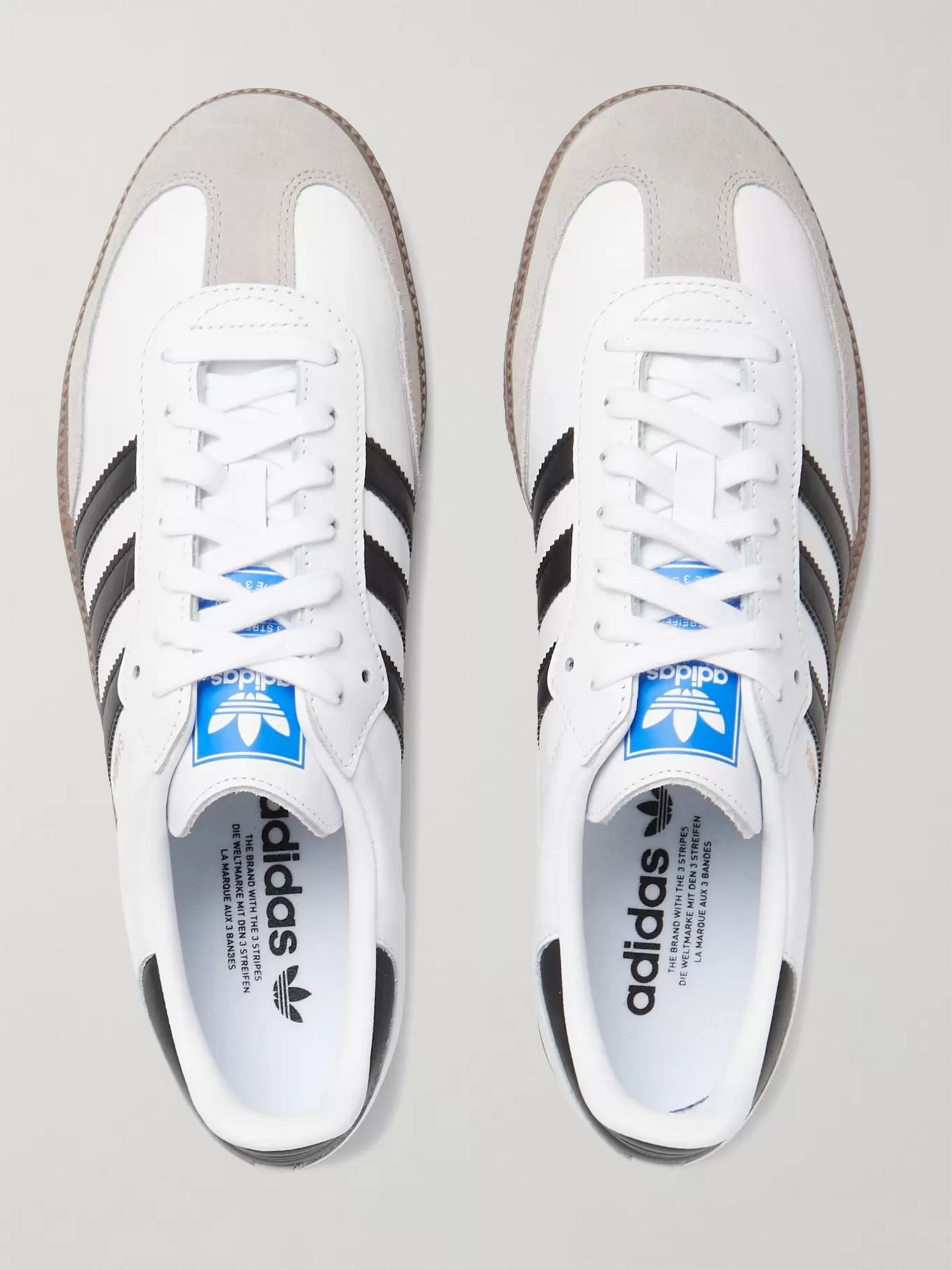 Samba Suede-Trimmed Leather Sneakers White - 8