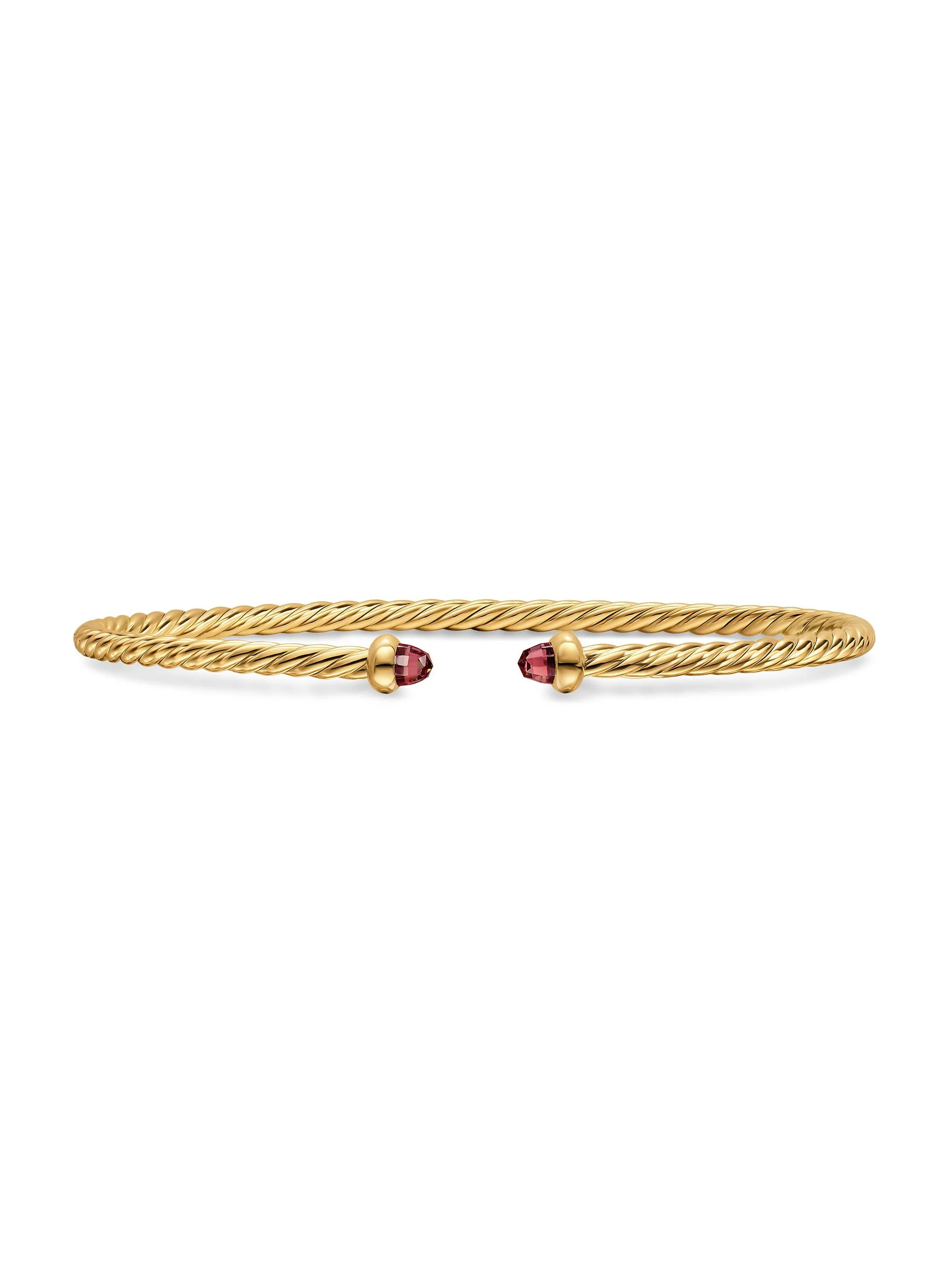 Women's Micro Cablespira Flex Bracelet in 18K Yellow Gold - Rhodolite Garnet - 1