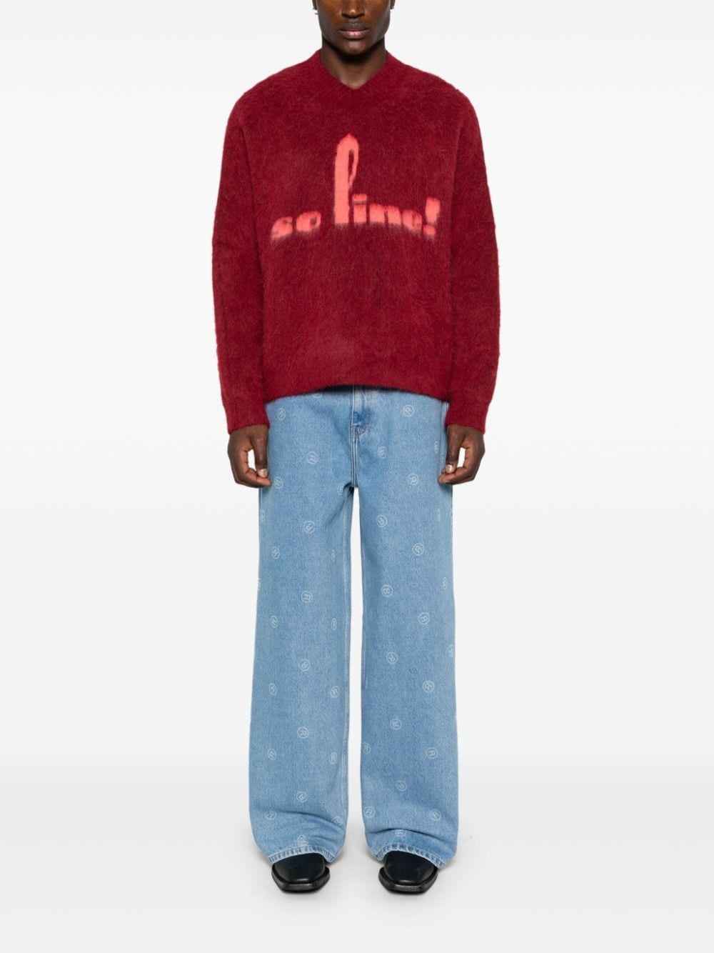 brushed V-neck sweater - 2