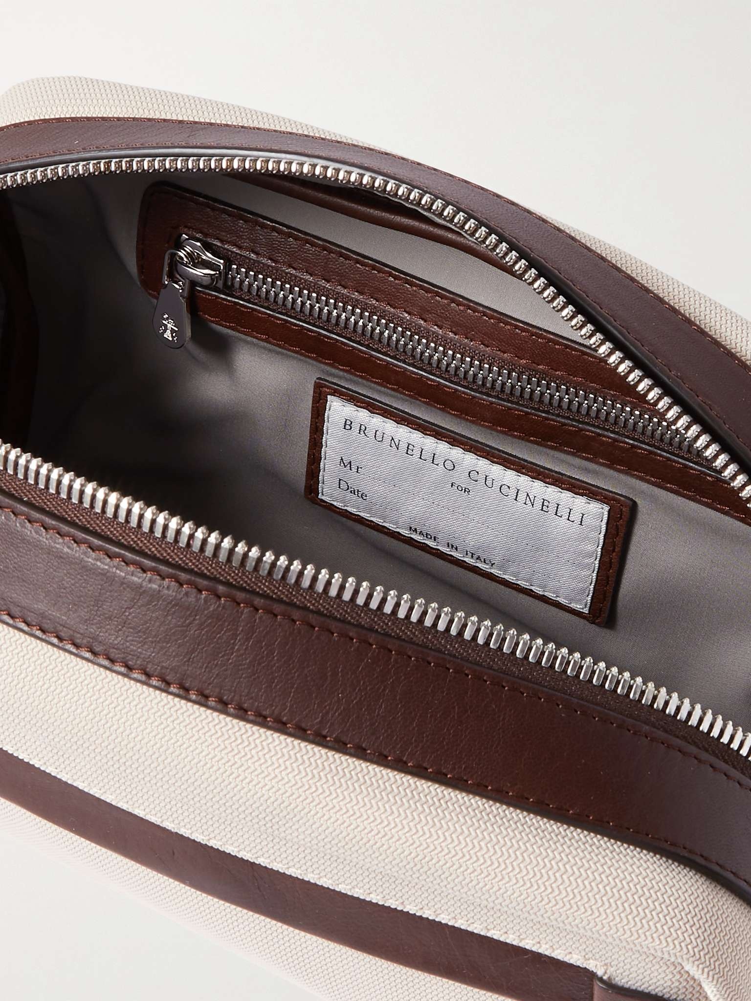 Leather-Trimmed Canvas Wash Bag - 2