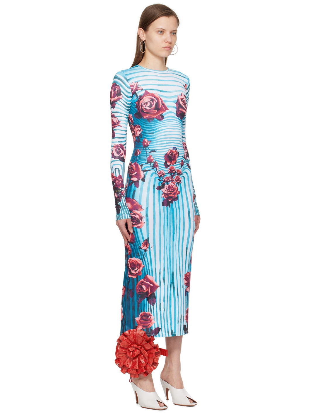 Blue & Red Flower Body Morphing Maxi Dress - 2