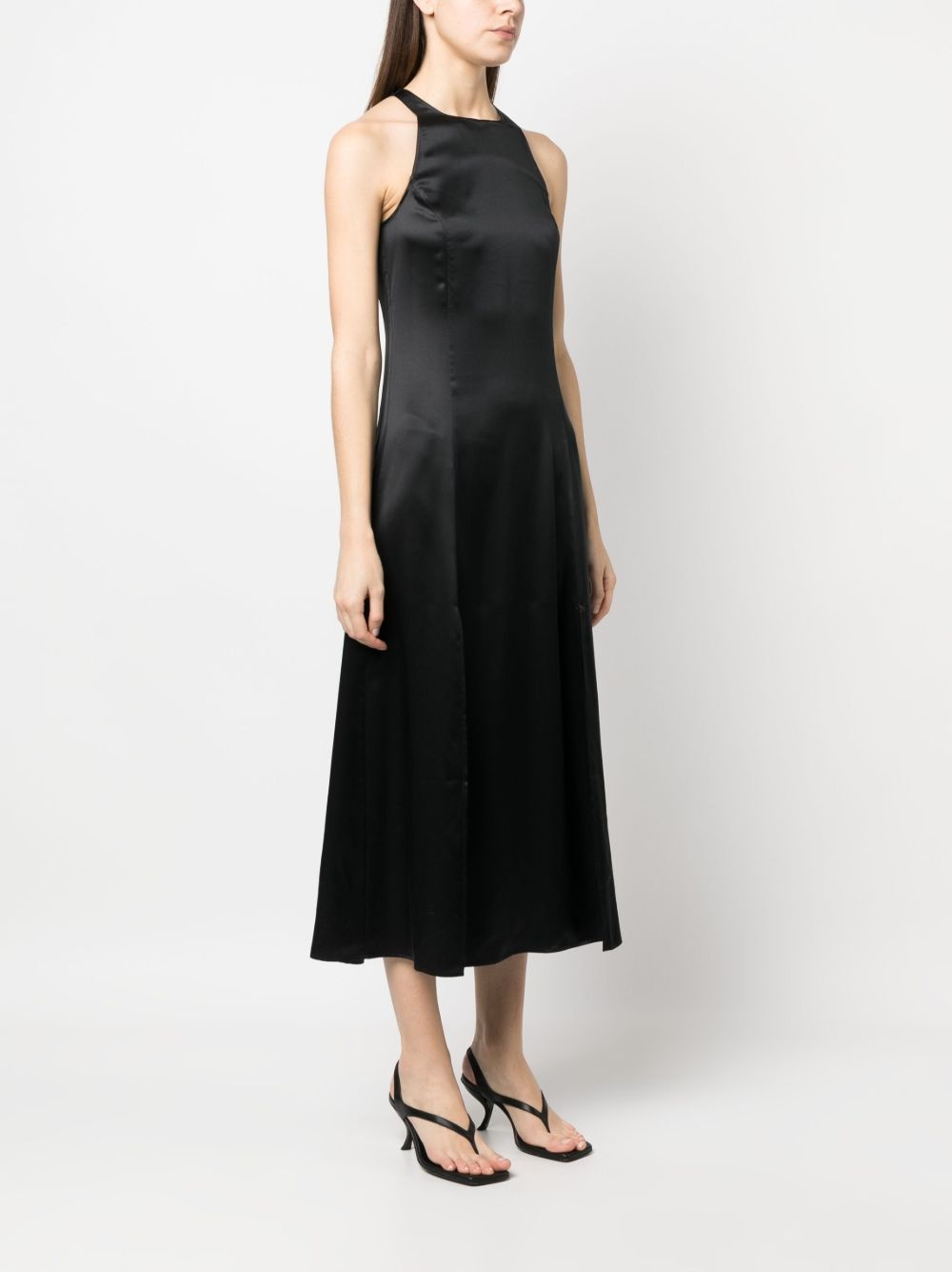 satin-finish sleeveless midi dress - 3