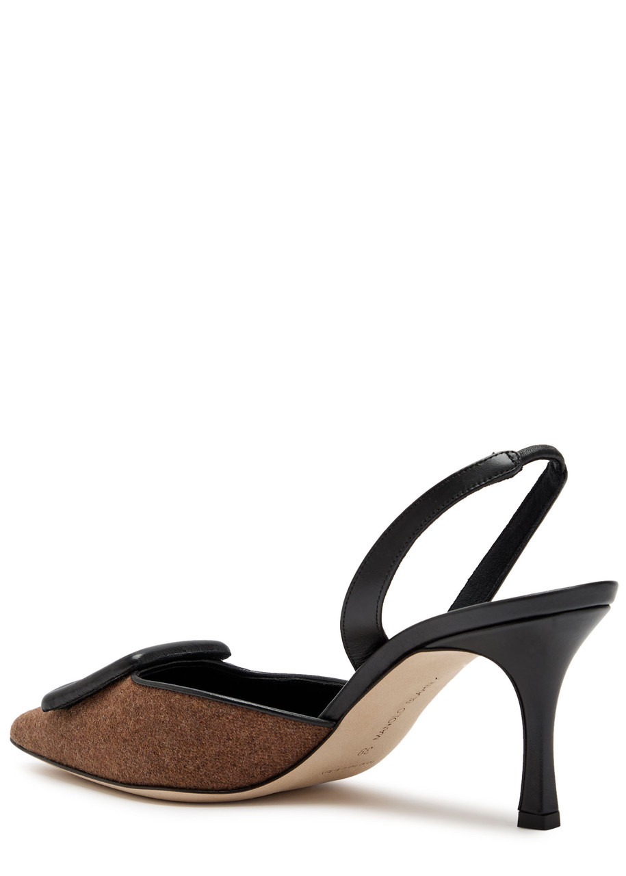 Manolo Blahnik Mayslibi 70 Slingback Leather Pumps - 2