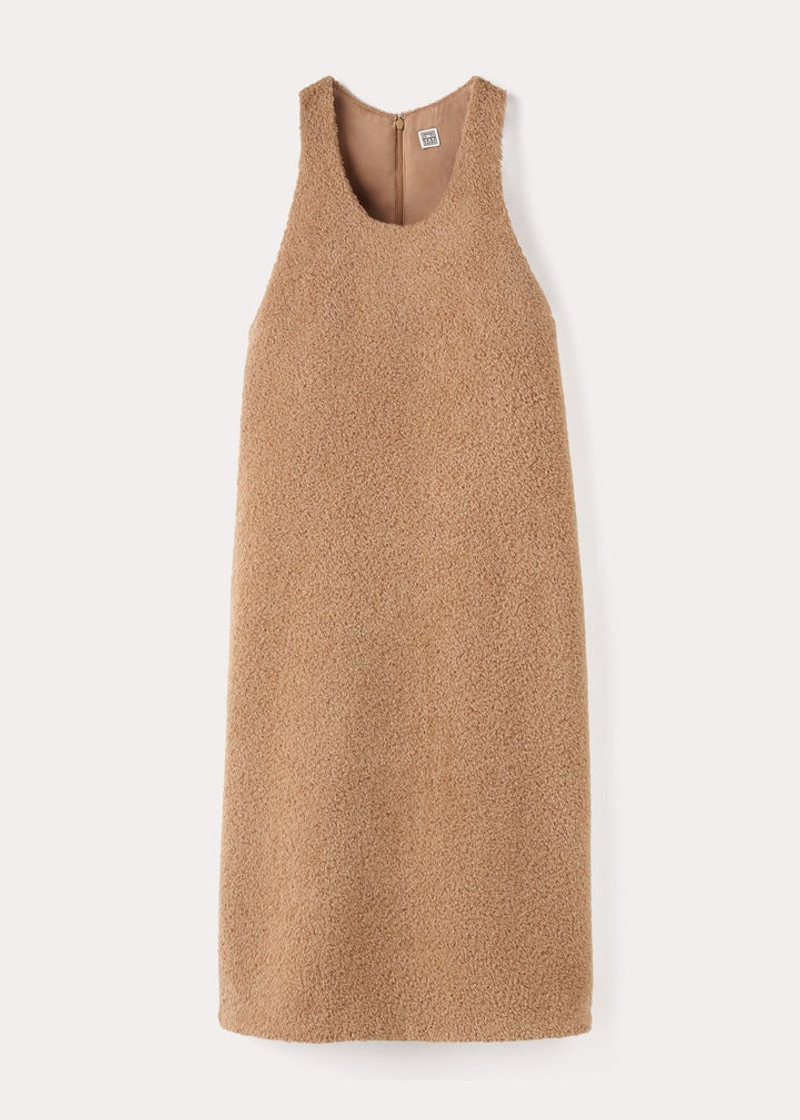 TOTEME Scoop-neck wool-teddy dress chestnut - 8170147348644 | REVERSIBLE